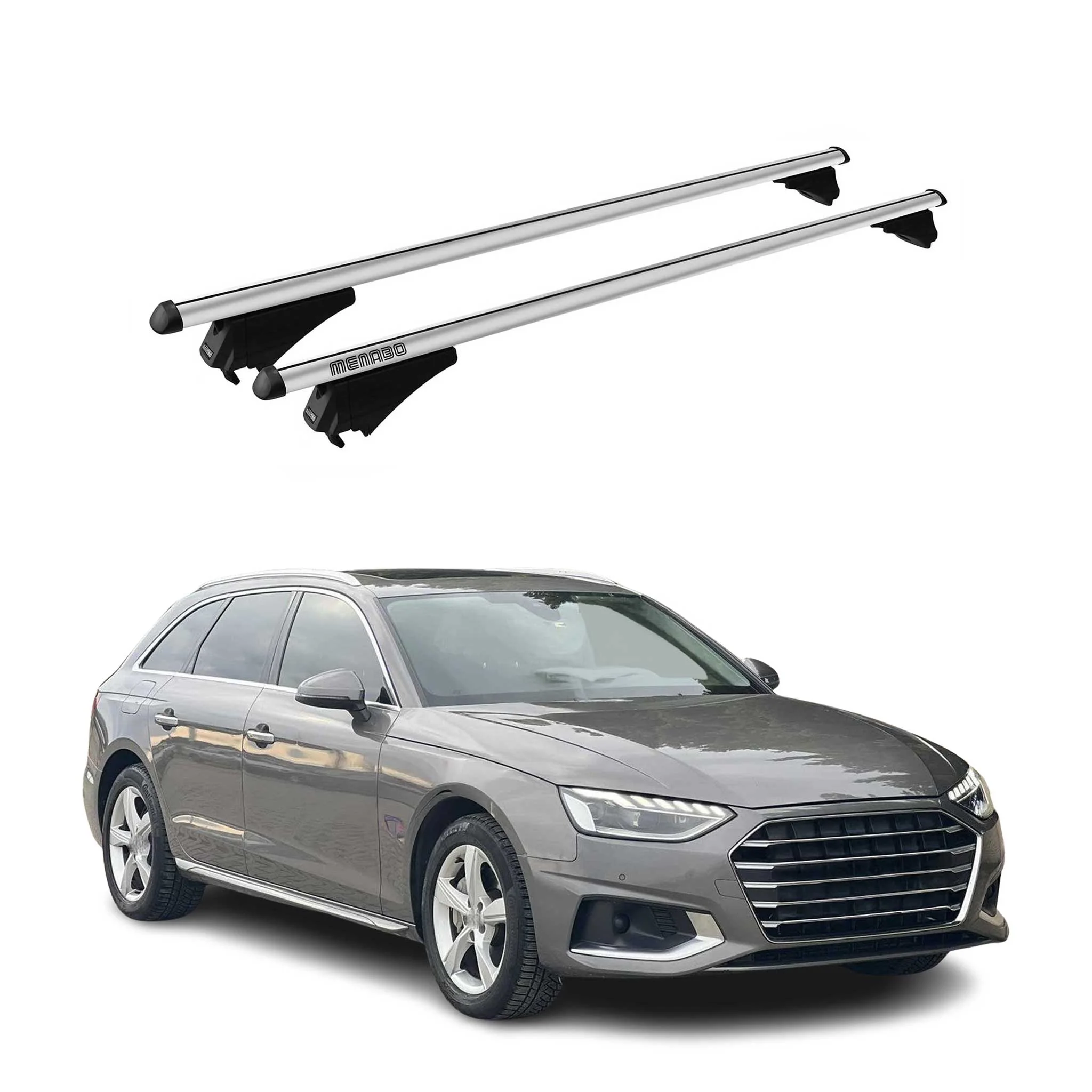 Menabo Dachträger für Audi A4 B9 Avant 2015-2020 Pre-FL 75kg Alu Silber 2x