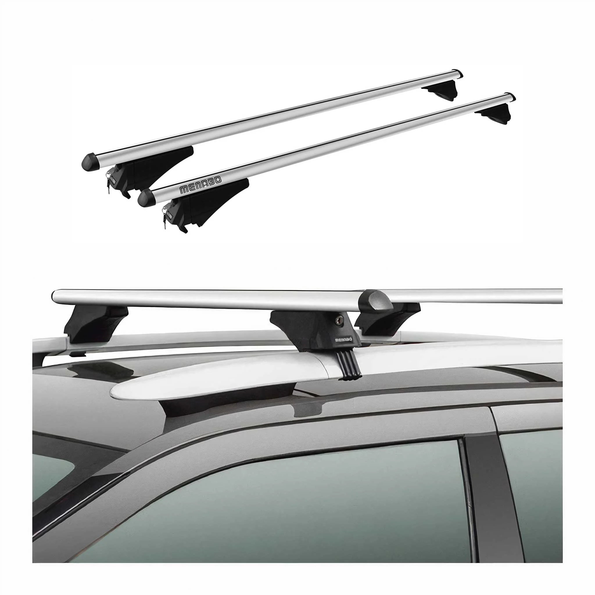 Menabo Dachträger Grundtäger für BMW X5 E70 2010-2013 75kg Alu Silber 2 tlg - Image 2