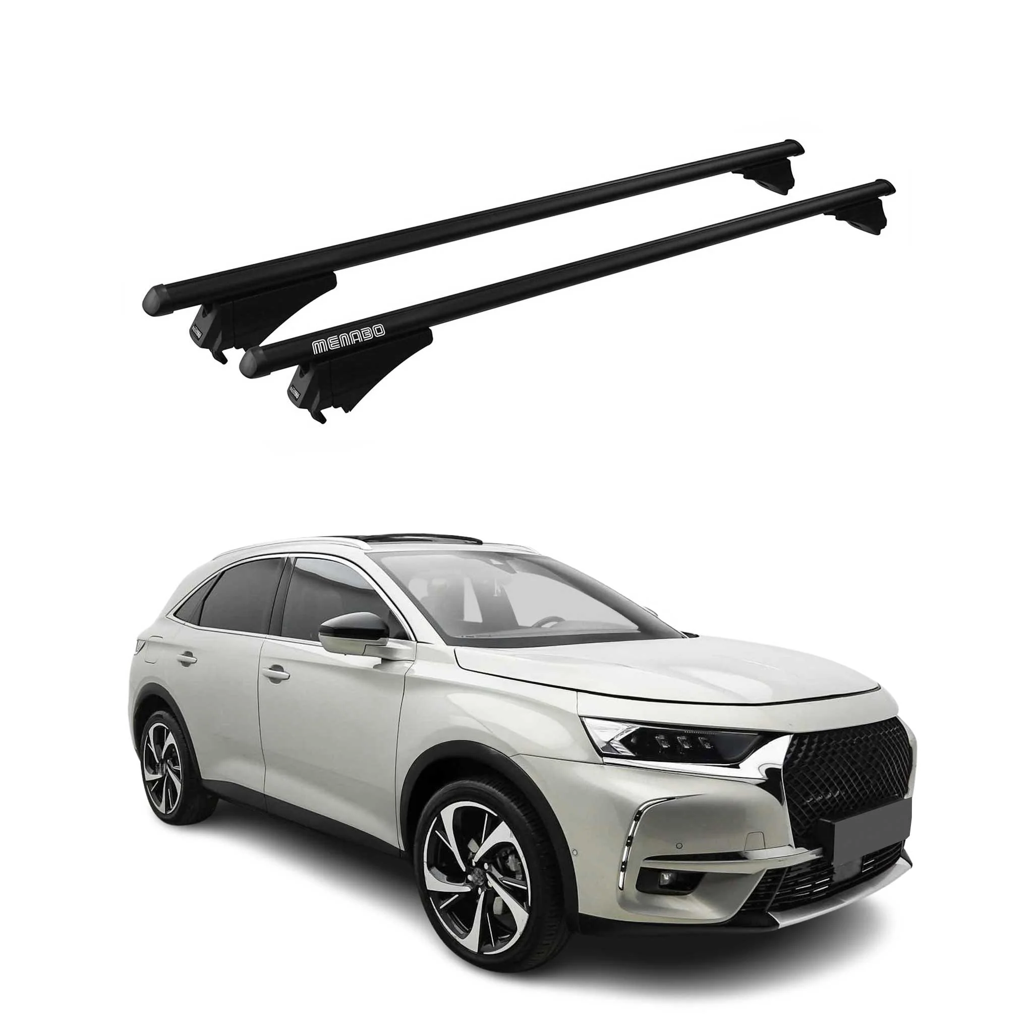 Menabo Dachträger Grundtäger für DS7 Crossback / DS 7 2017-2026 Alu Schwarz 2x