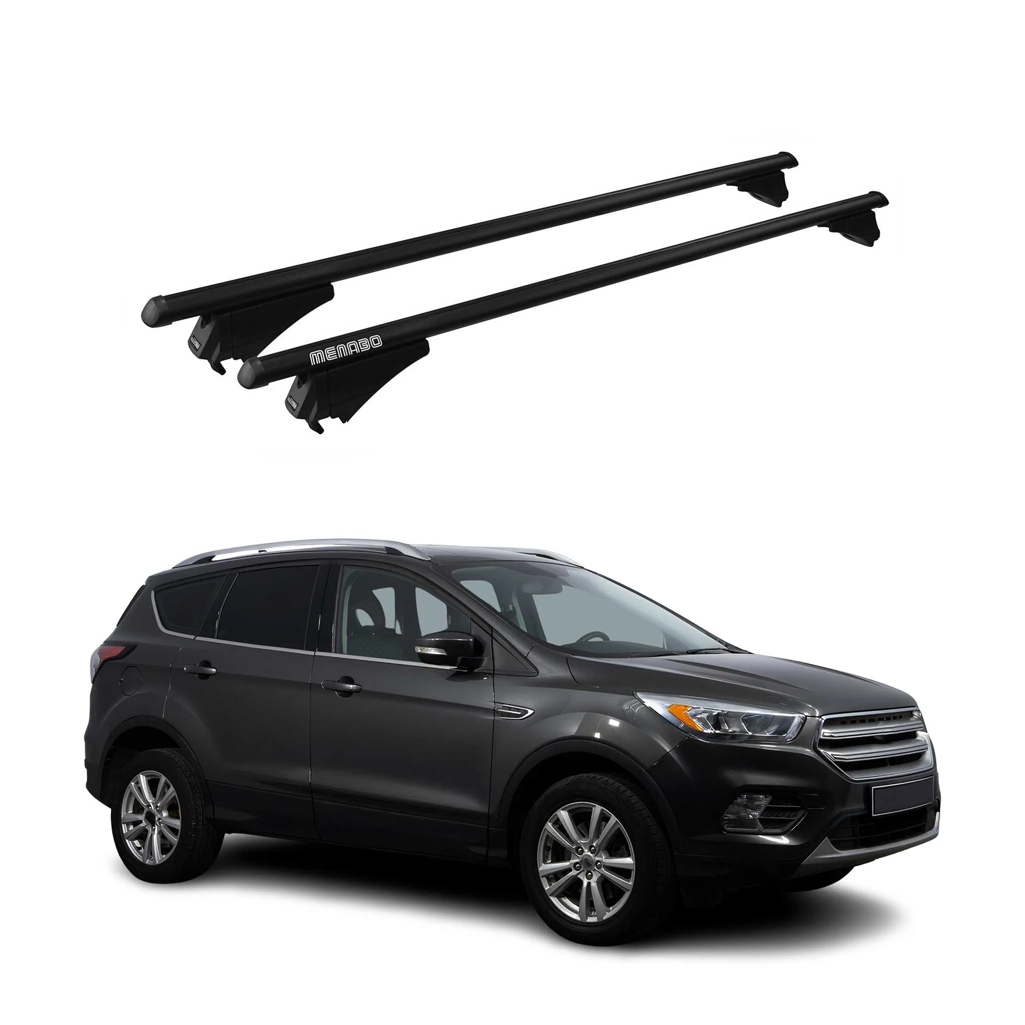 Menabo Grundträger Dachträger für Ford Kuga II 2012-2019 ABE Alu Schwarz 2tlg