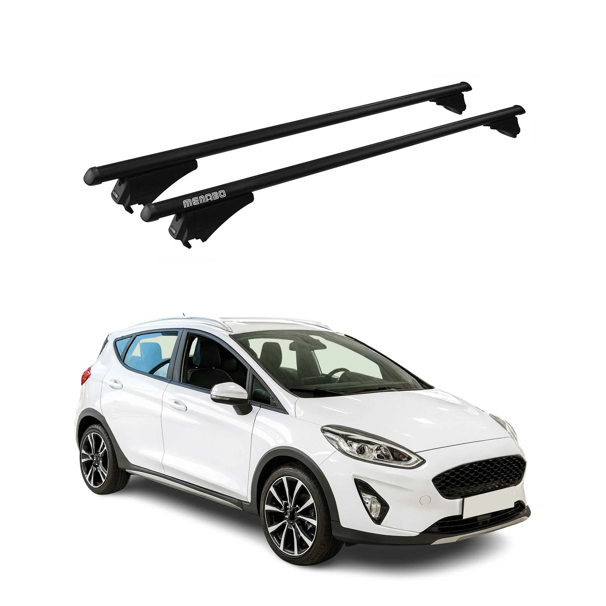 Menabo Grundträger Dachträger für Ford Fiesta Active 2018-2023 ABE Alu Schwarz