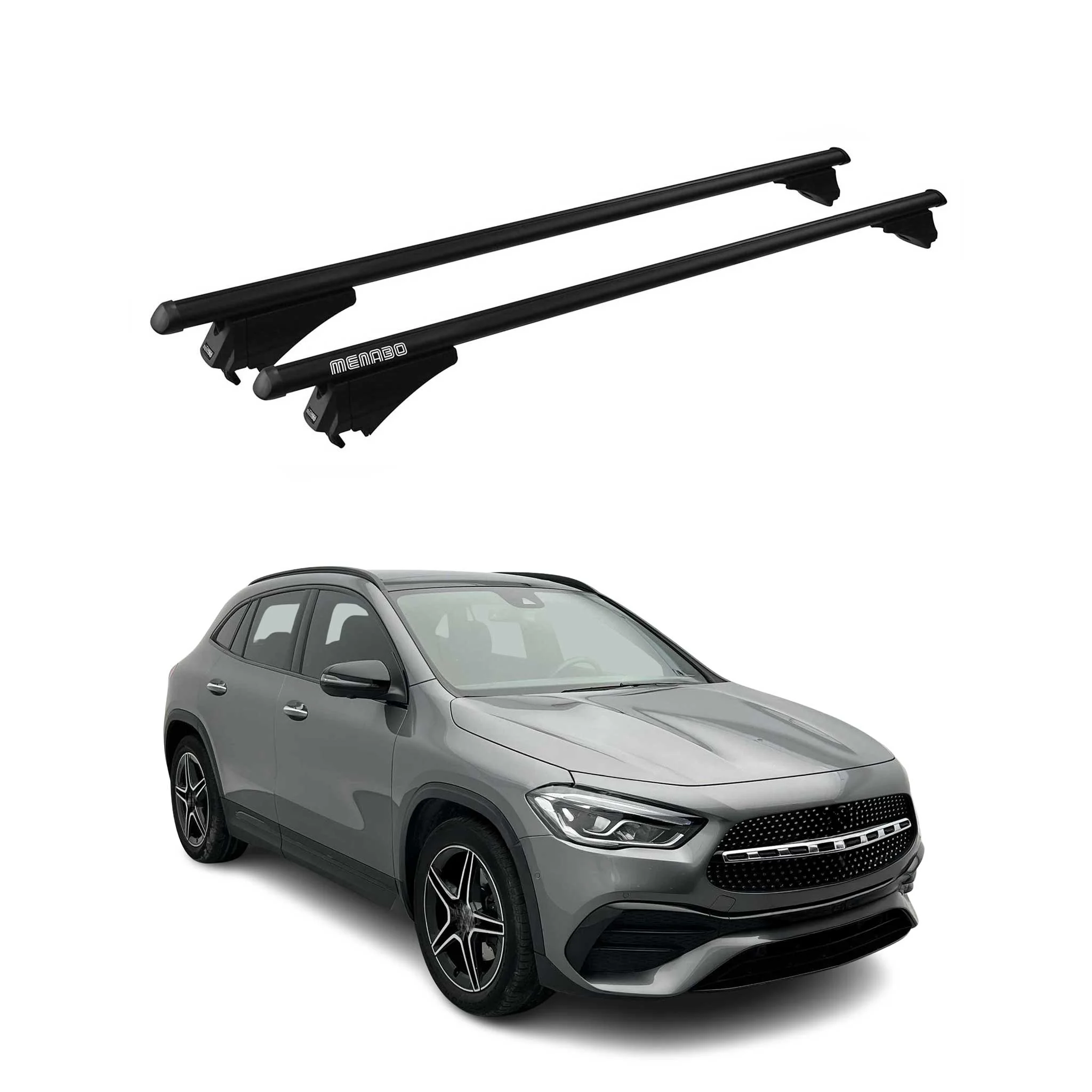 Menabo Dachträger Grundtäger für Mercedes GLA H247 2020-2026 75kg Alu Schwarz 2x