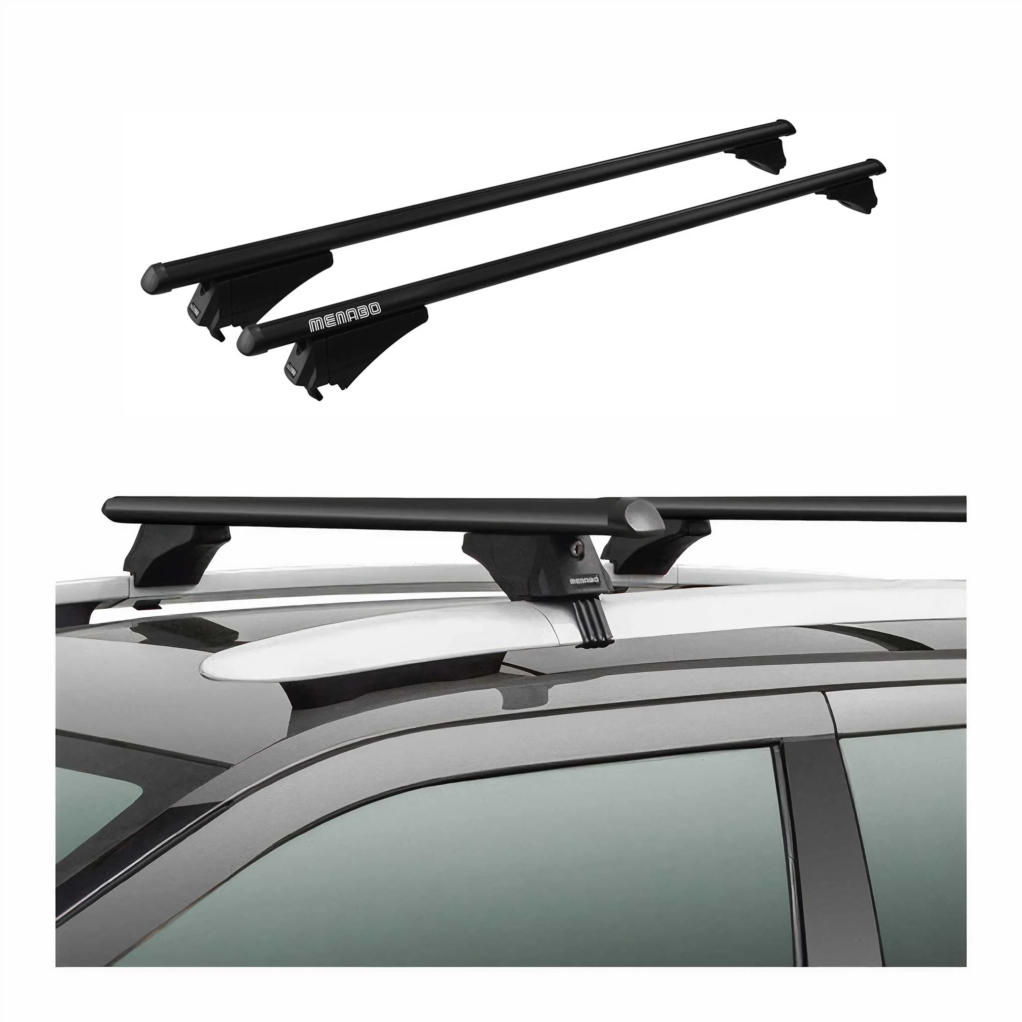 Menabo Dachträger Grundtäger für Skoda Kamiq 2019-2026 75kg Alu Schwarz 2 tlg - Image 2