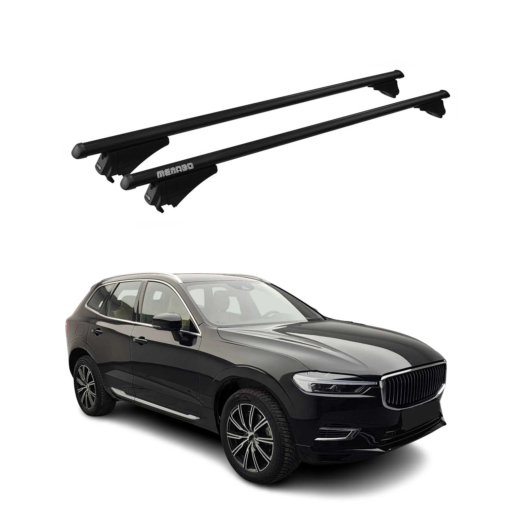 Menabo Dachträger Grundtäger für Volvo XC60 mk2 2018-2026 75kg Alu Schwarz 2tlg