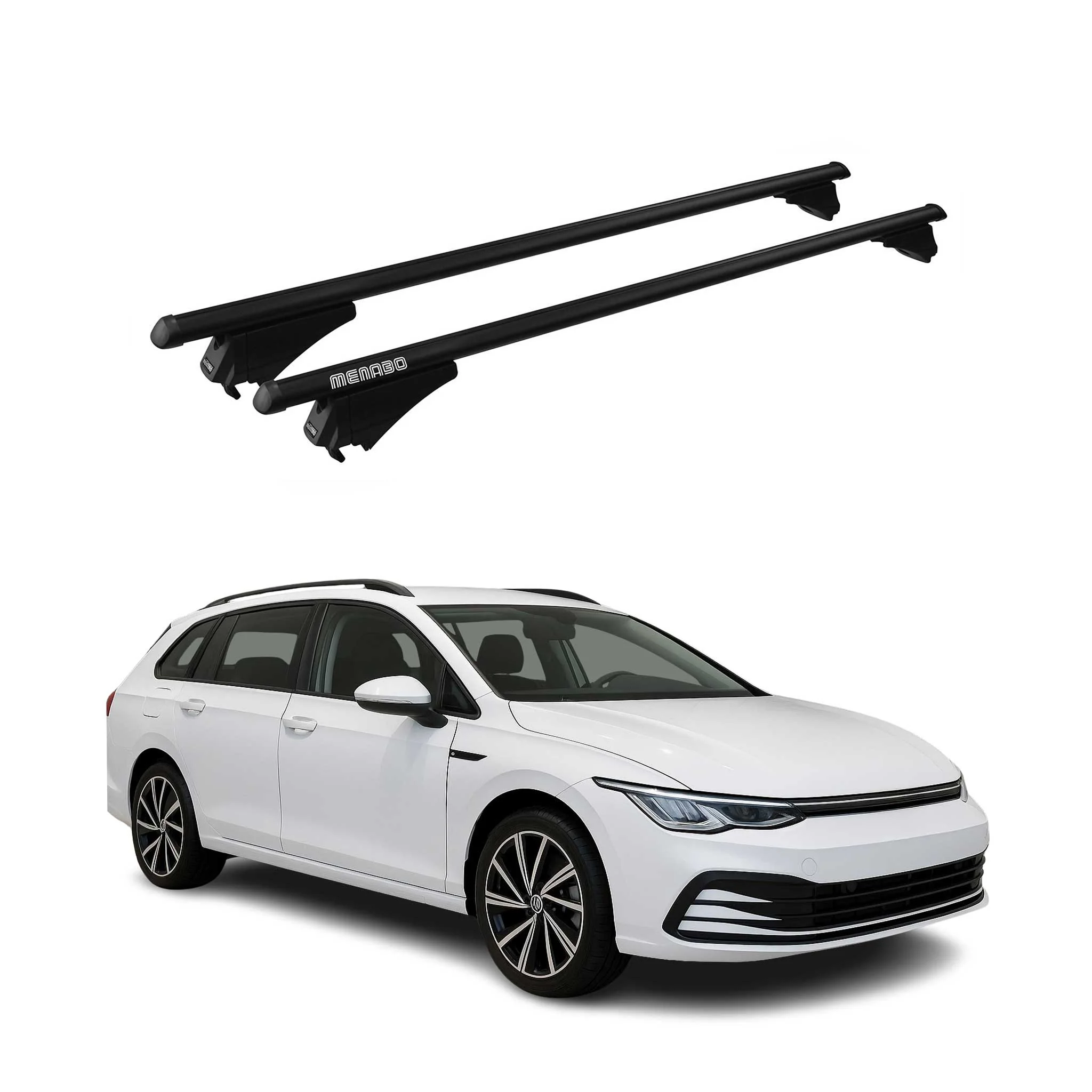 Menabo Grundträger Dachträger für VW Golf 2019-2026 ABE Aluminium Schwarz 2tlg