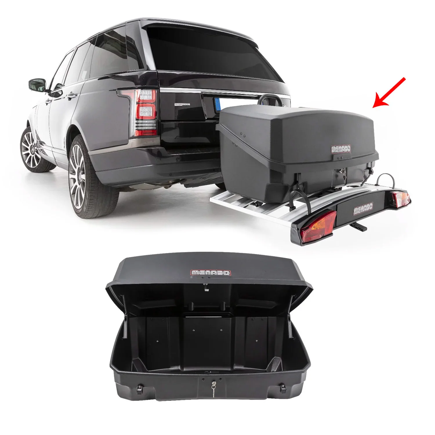 Menabo Heckträger Heckbox Transportbox Heckkoffer Auto Box Schwarz Mizar 300L