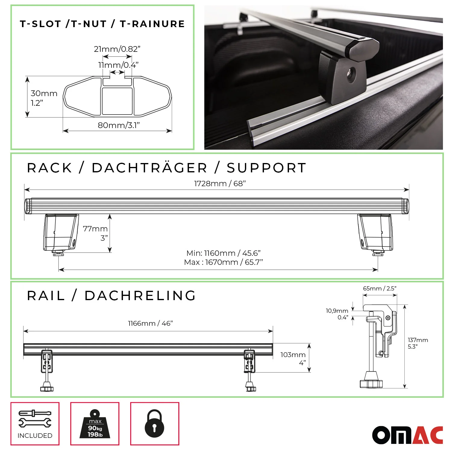 Menabo Dachträger für VW Amarok Laderaumrollo-Querträger Ladeflächenträger - Image 3