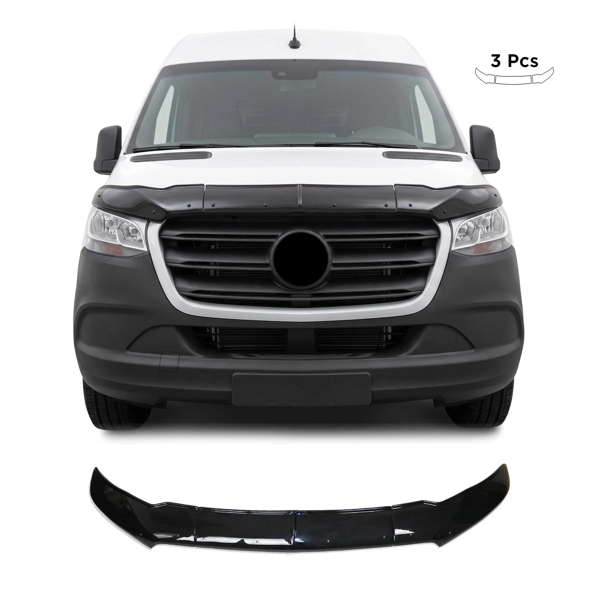 Motorhaube Deflektor Steinschlagschutz für Mercedes Sprinter W907 2018-2026 3tlg
