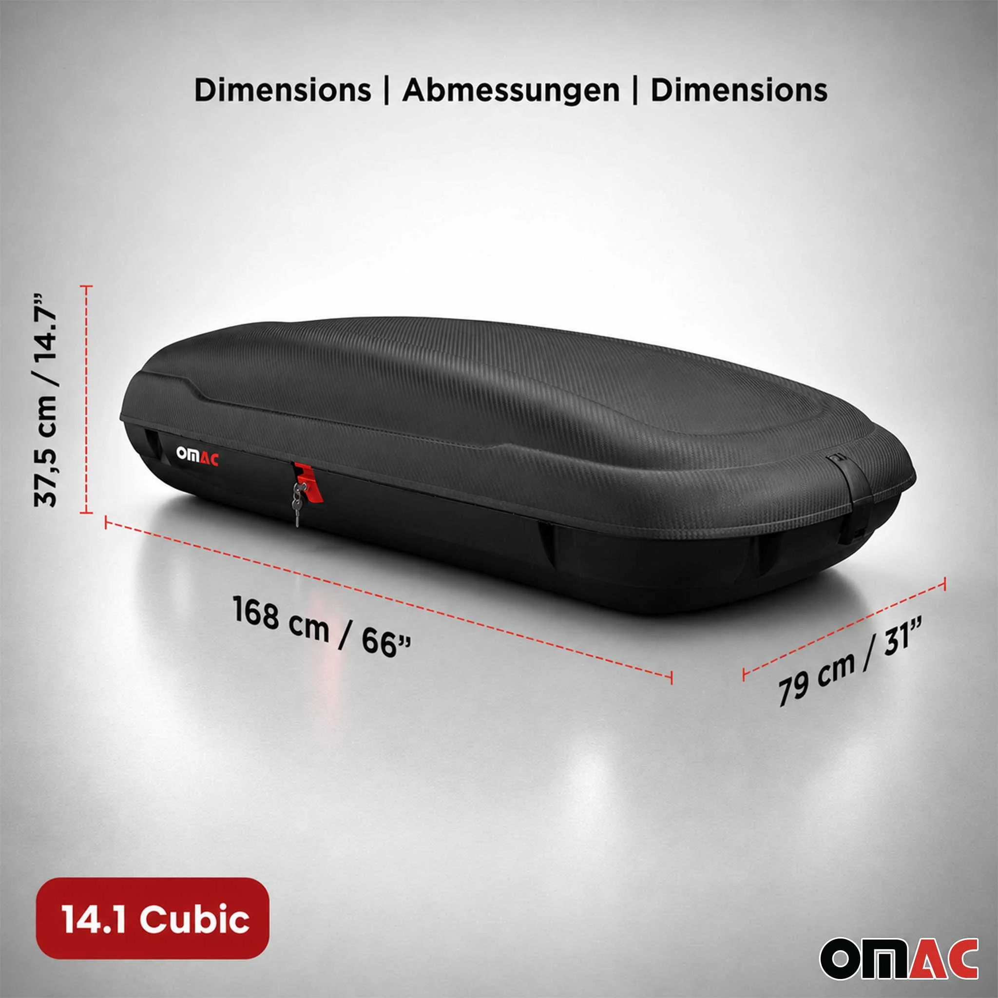 OMAC Dachbox Dachkoffer Gepäckbox 400 Liter Carbonlook Abschließbar Autobox TÜV - Image 4