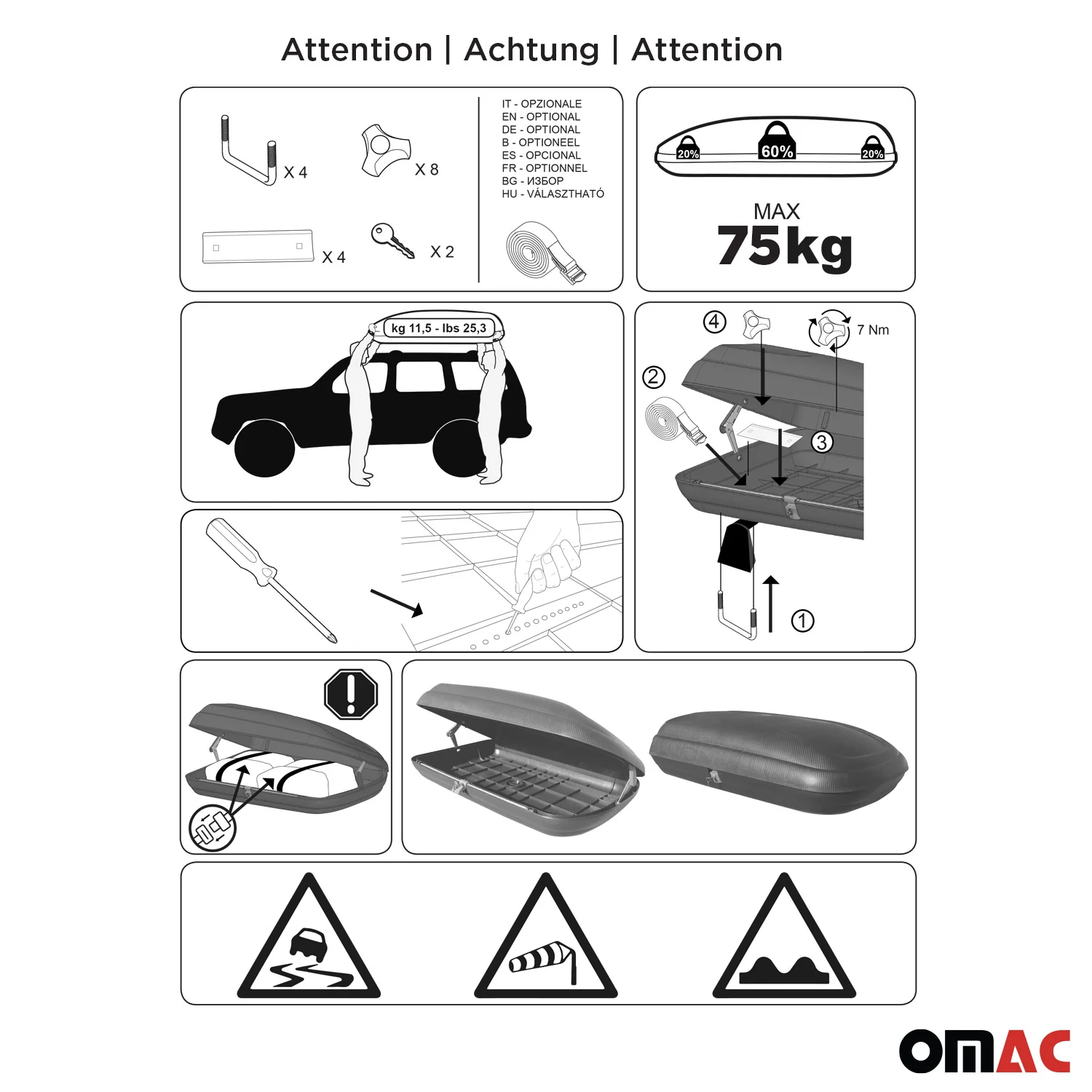 OMAC Dachbox Dachkoffer Gepäckbox 480 Liter Carbonlook Abschließbar Autobox TÜV - Image 11
