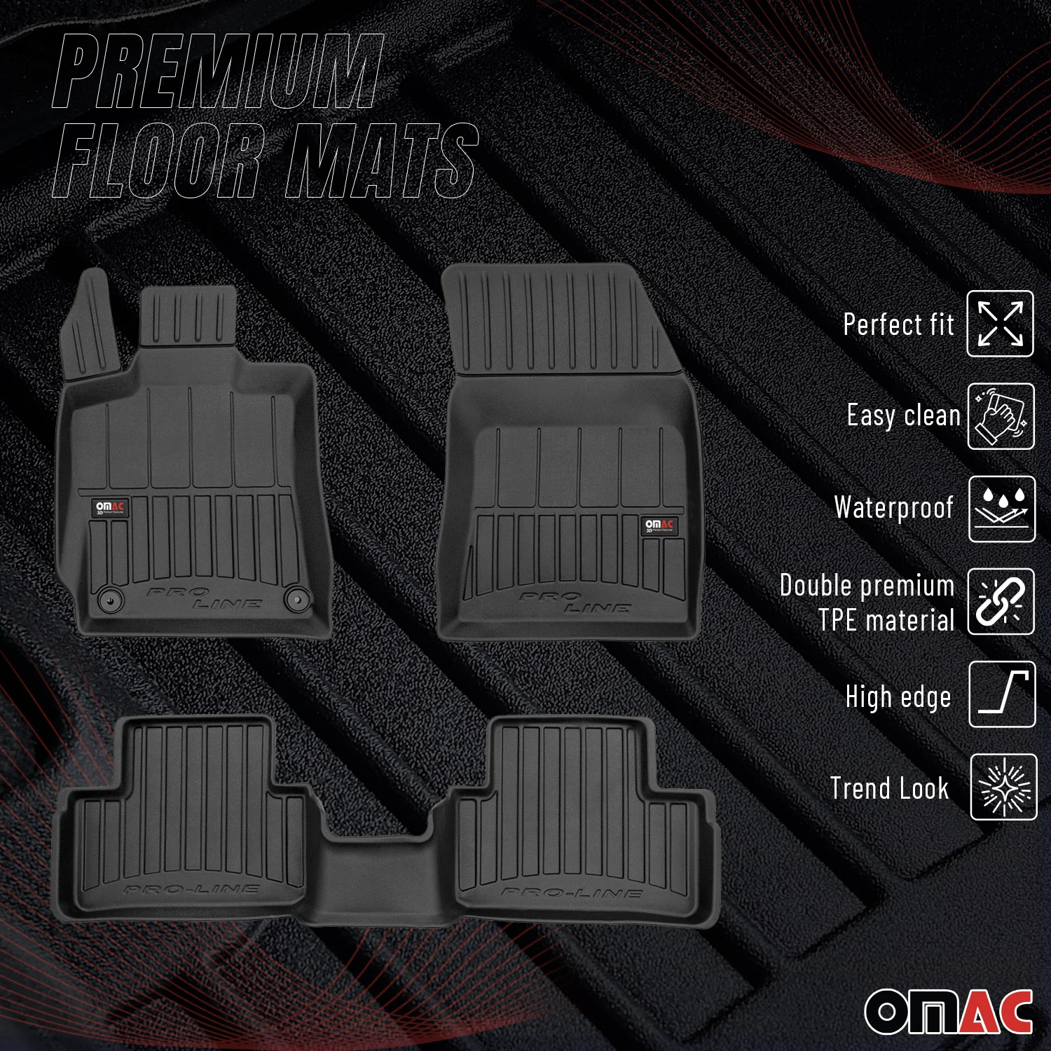 OMAC Gummi Fußmatten für DS 4 2021-2026 Premium TPE 3D Automatten Antirutsch 3x - Image 2