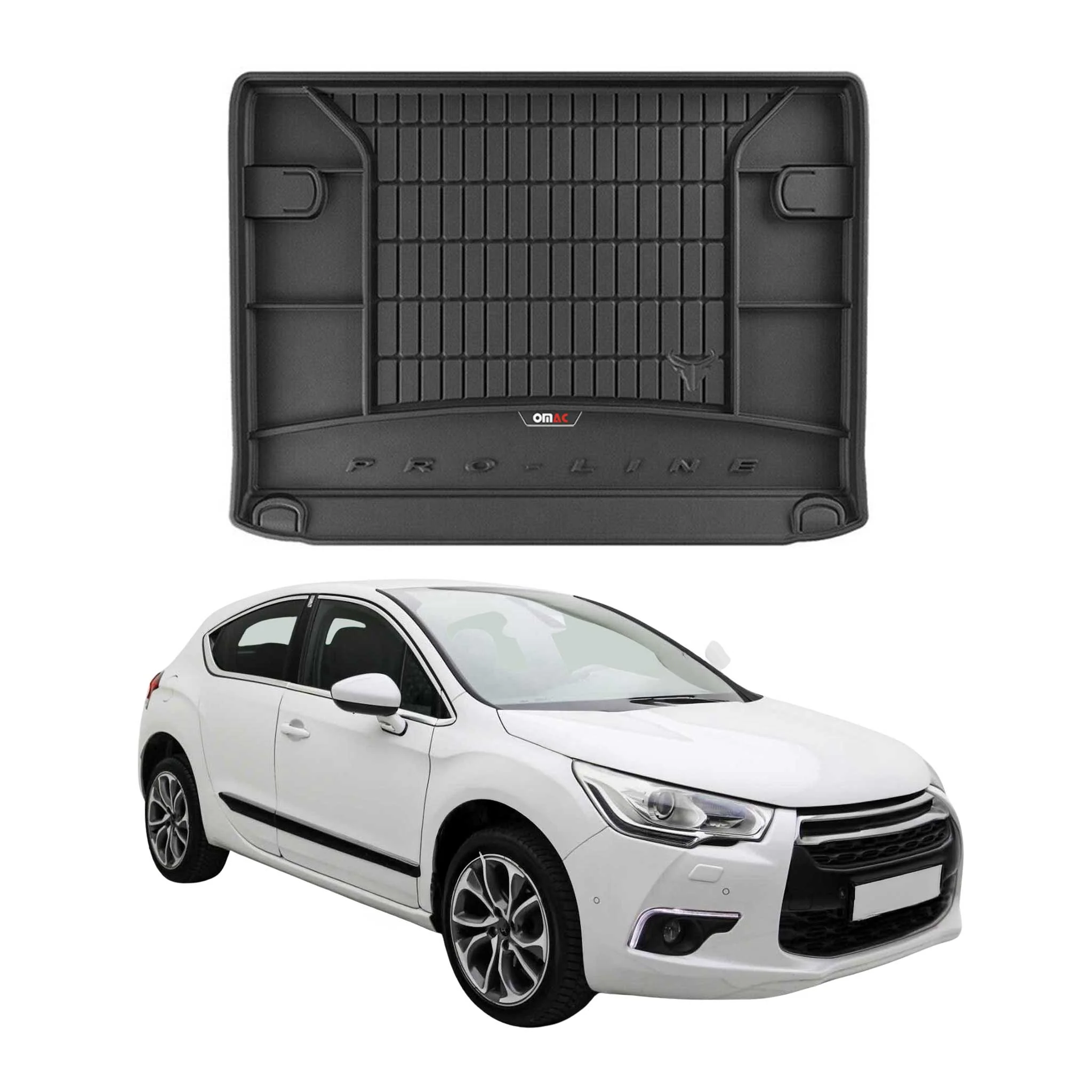 OMAC Gummi Kofferraumwanne für Citroen DS4 2011-2015 TPE Laderaumwanne Schwarz