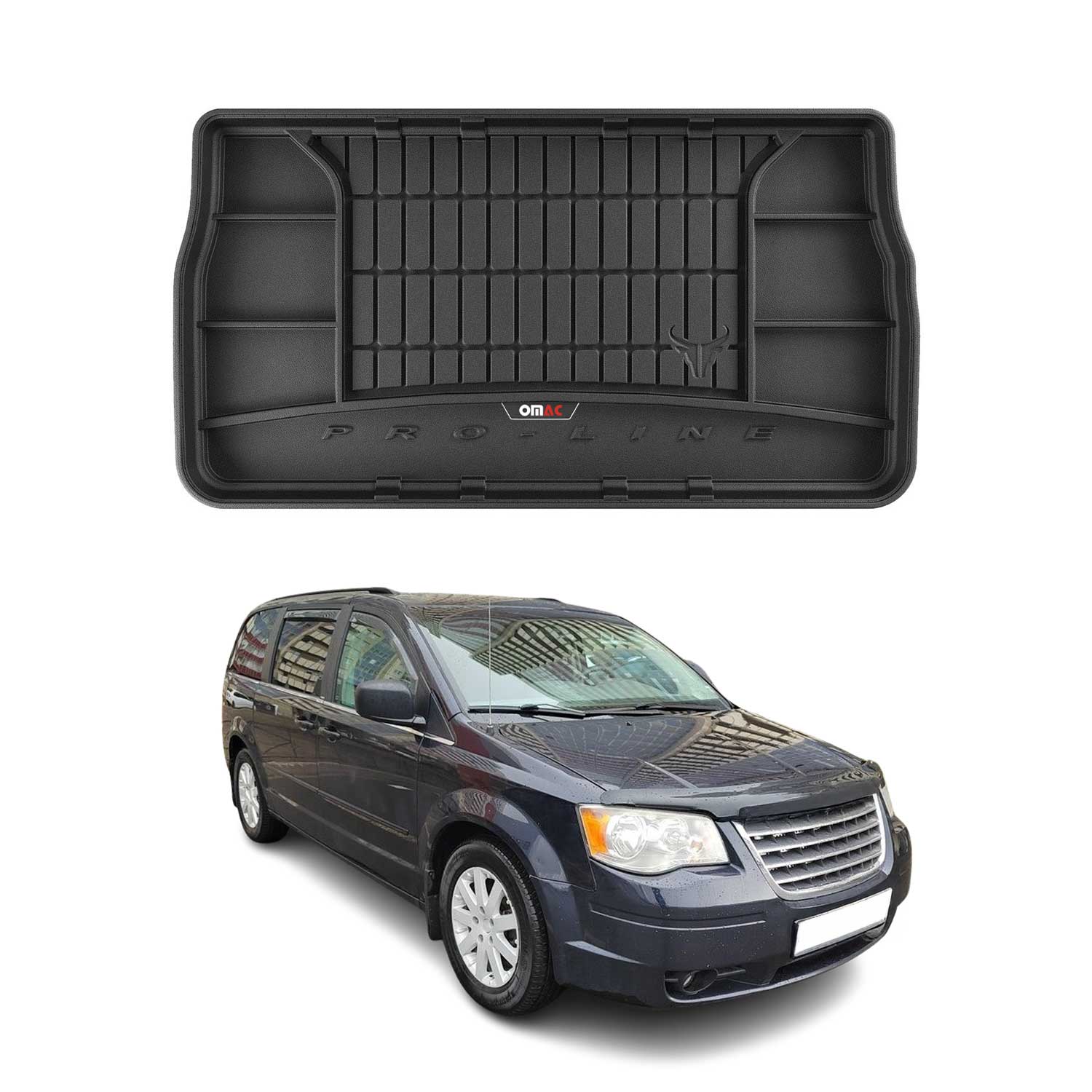 OMAC Gummi Kofferraumwanne für Dodge Grand Caravan 2007-2020 3D TPE Schwarz