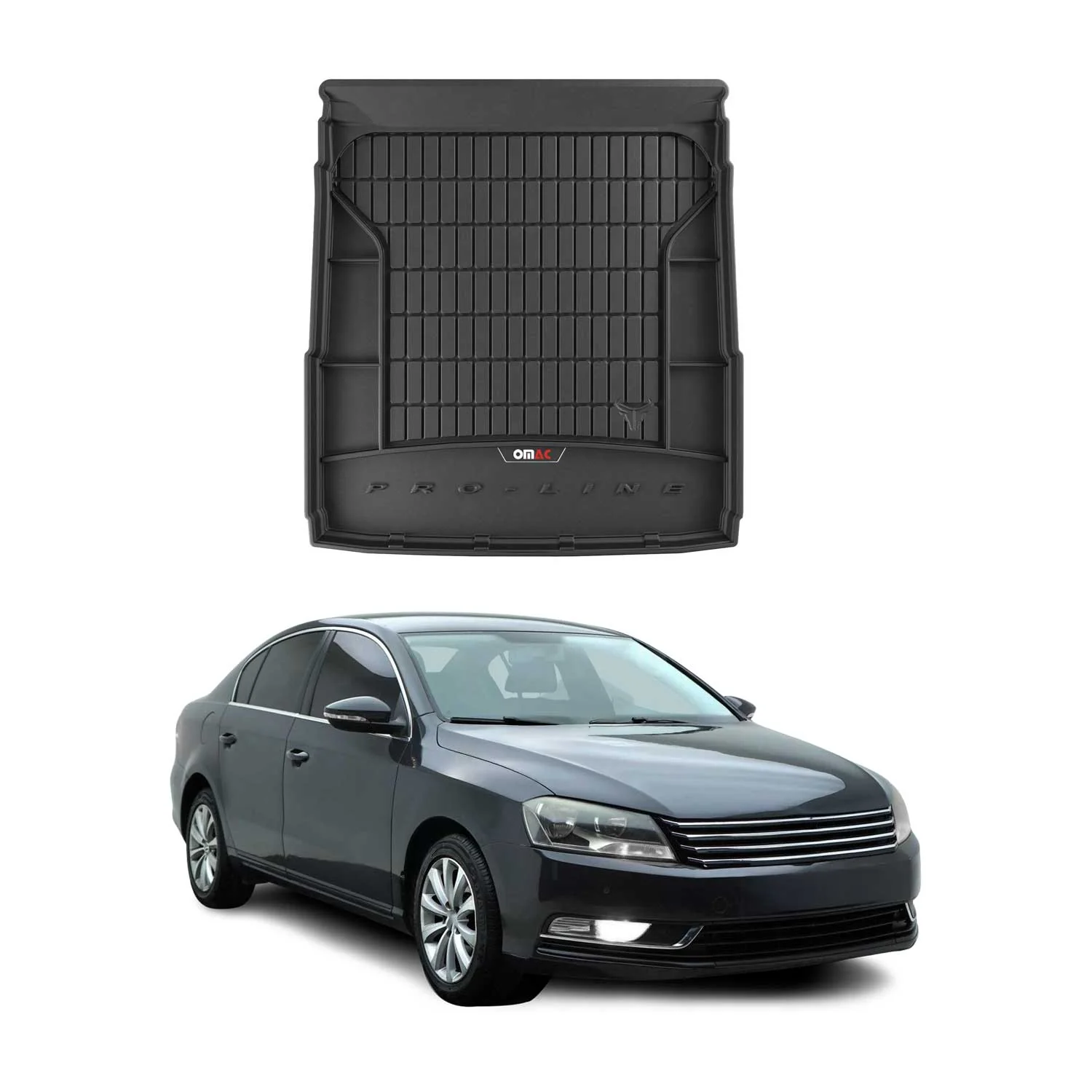 OMAC Gummi Kofferraumwanne für VW Passat B7 2010-2014 Stufenheck TPE Schwarz