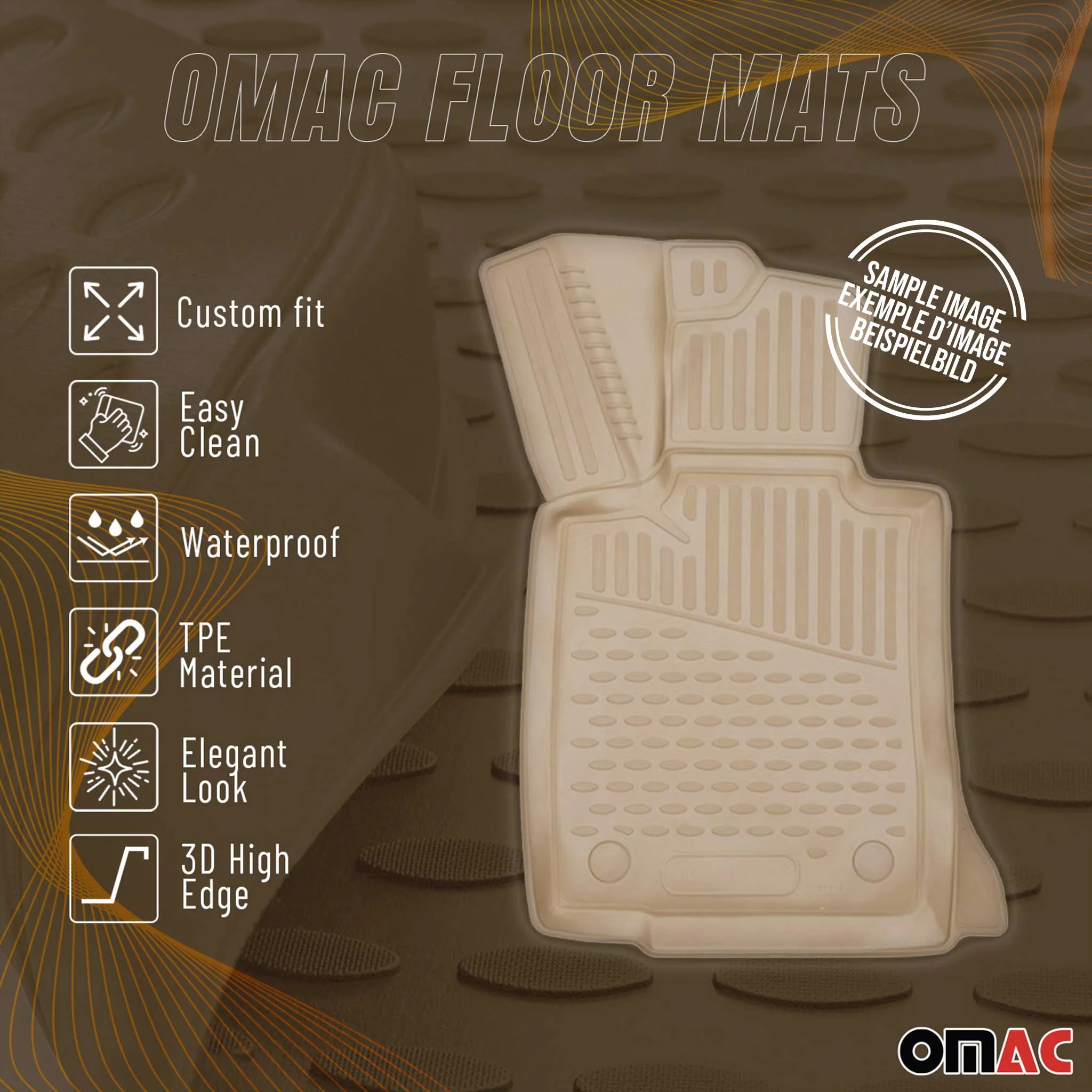 OMAC Gummimatten Fußmatten für BMW 4er F32 F36 Coupe 2013-2021 Gummi Beige 4x - Image 2