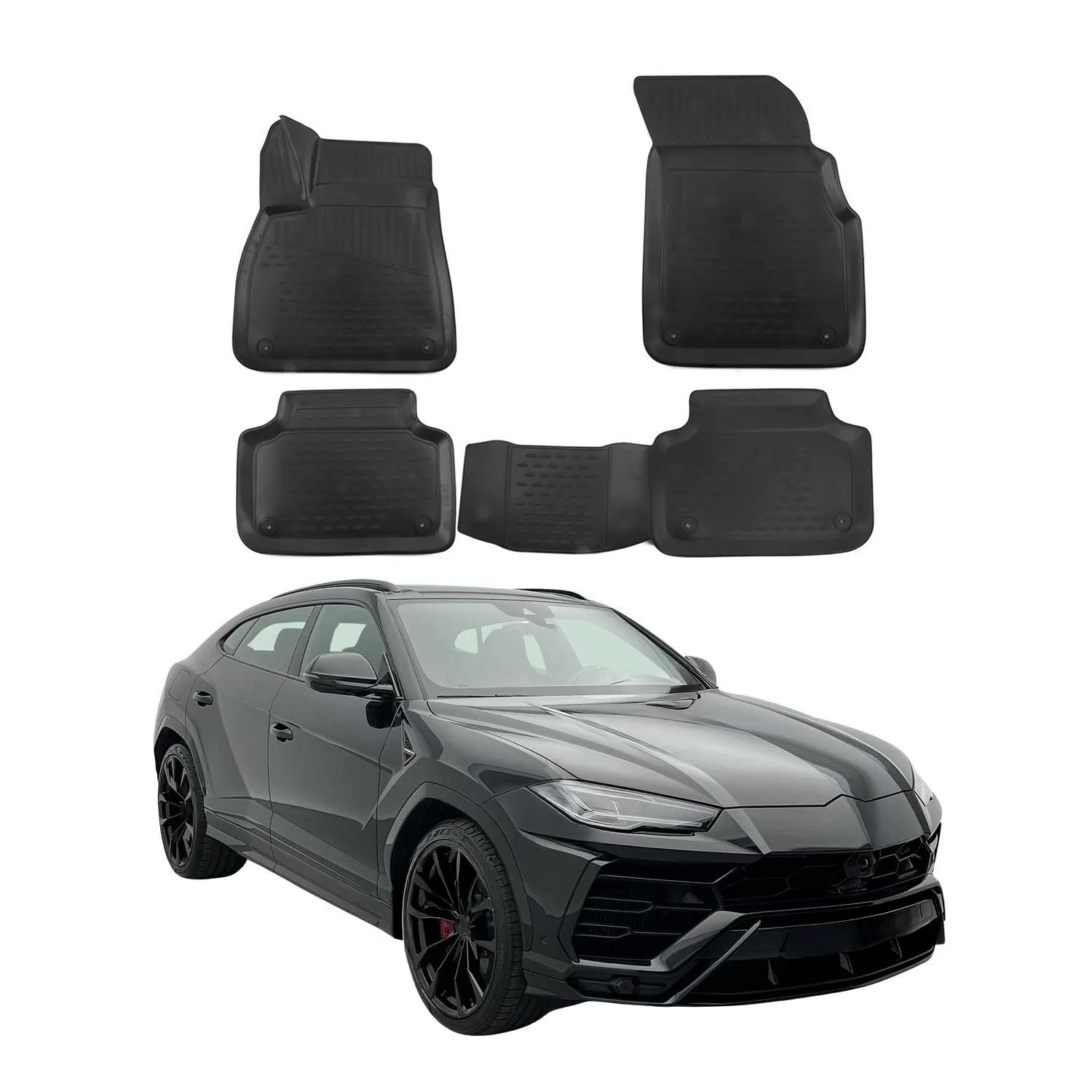 OMAC Gummimatten Fußmatten für Lamborghini Urus 2018-2024 TPE Schwarz 4 tlg