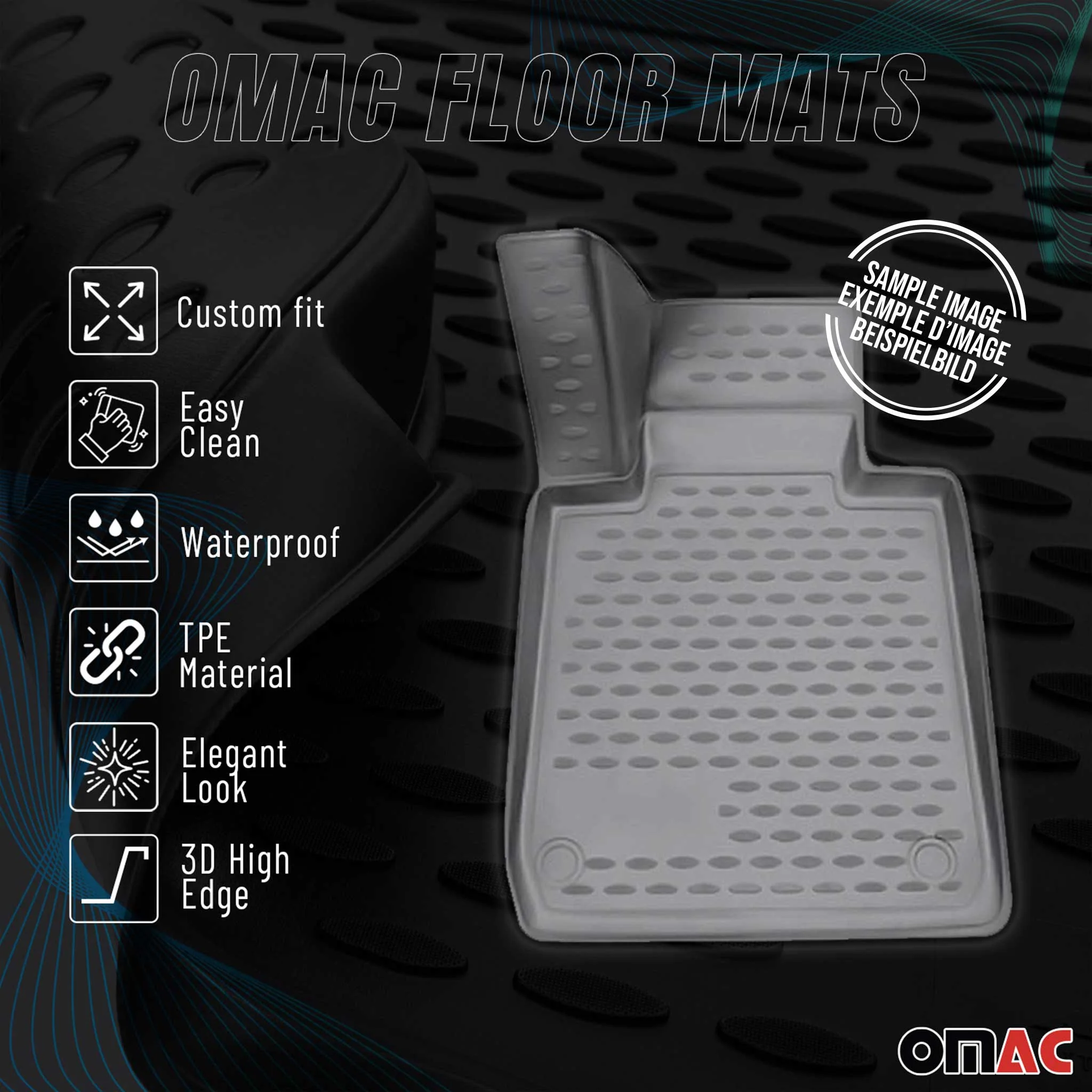 OMAC Gummimatten Fußmatten für VW Golf mk5 Variant 2007-2009 TPE Automatten Grau - Image 2