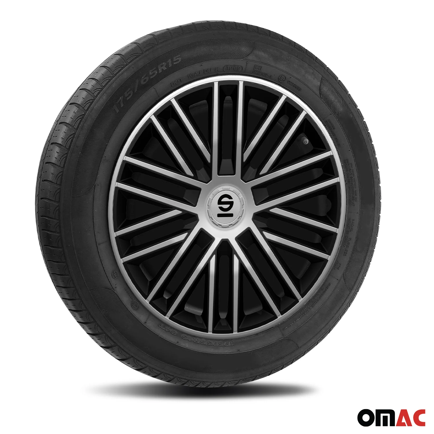 Radkappen Radzierblenden Sparco Bergamo 14" Zoll Abdeckung Set Silber Schwarz 4x - Image 5