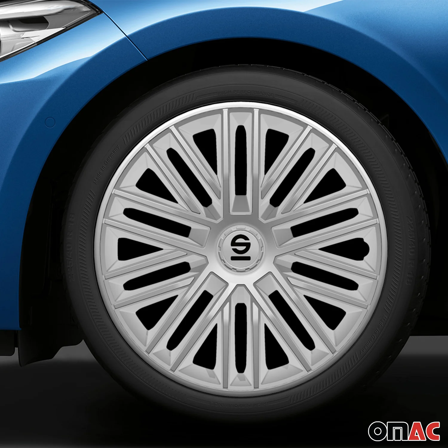 Radkappen Radzierblenden Sparco Bergamo 14" Zoll Auto Abdeckung Set Silber 4x - Image 2