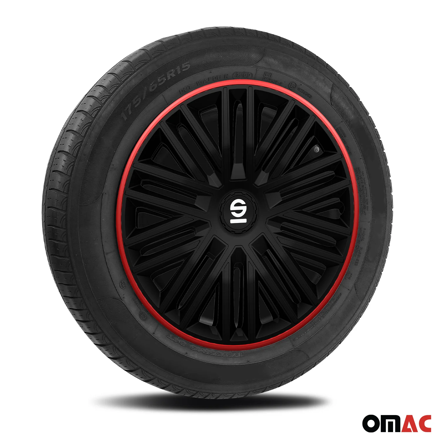 Radkappen Radzierblenden Sparco Bergamo 16" Zoll Abdeckung Set Schwarz Rot 4x - Image 5