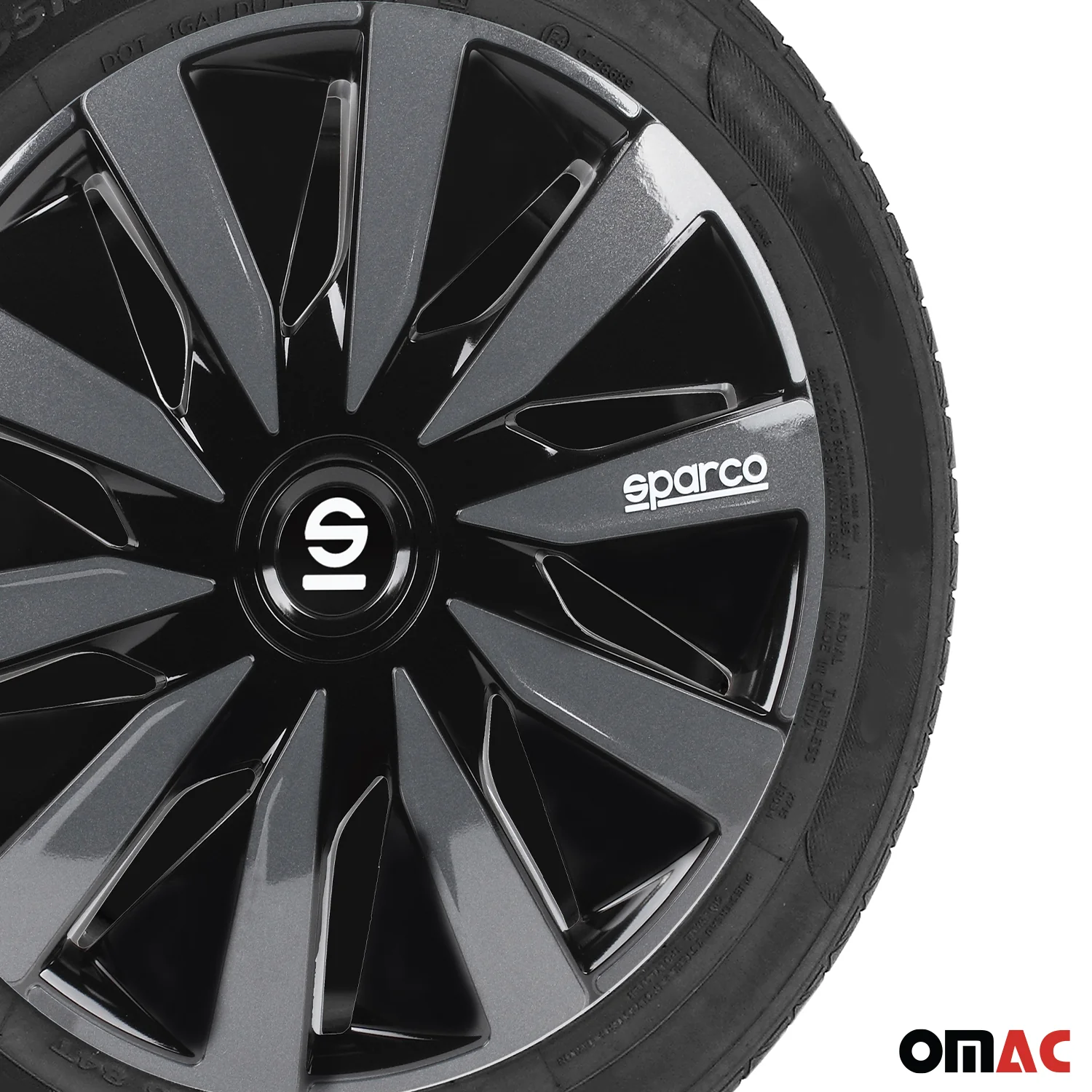 Radkappen Radzierblenden Sparco Lazio 14" Zoll Abdeckung Set Schwarz Grau 4x - Image 6