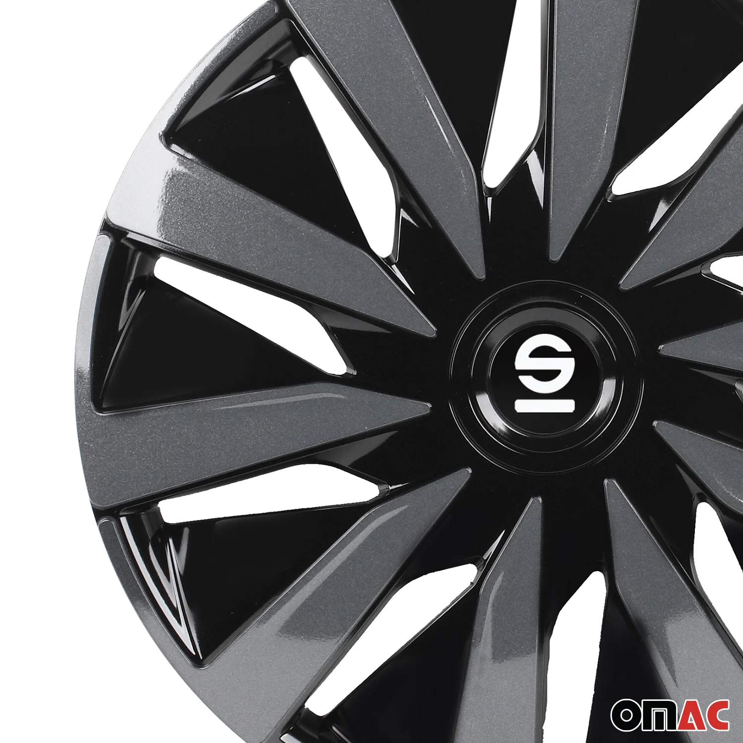 Radkappen Radzierblenden Sparco Lazio 14" Zoll Abdeckung Set Schwarz Grau 4x - Image 7