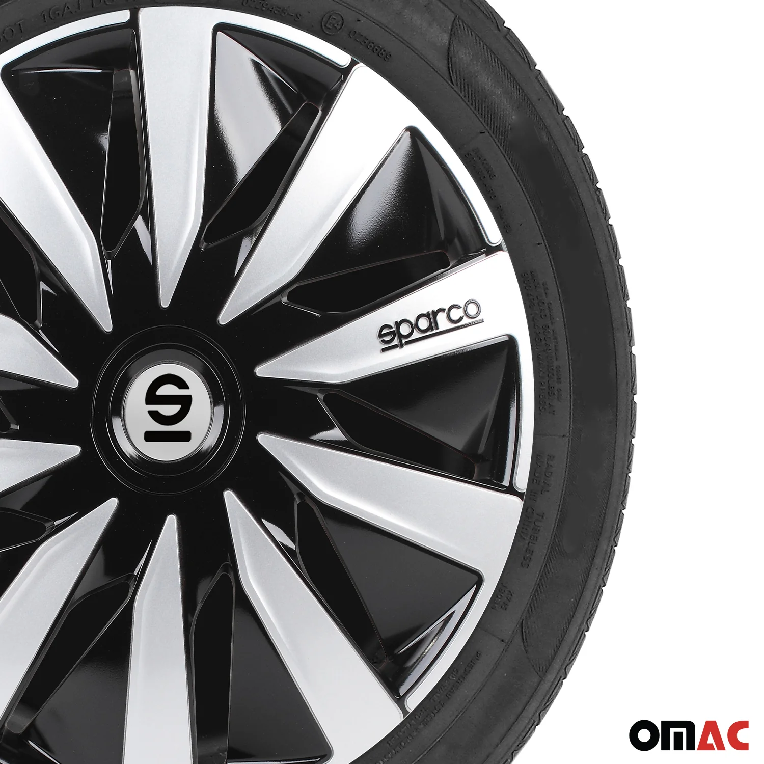 Radkappen Radzierblenden Sparco Lazio 15" Zoll Abdeckung Set Schwarz Silber 4x - Image 6