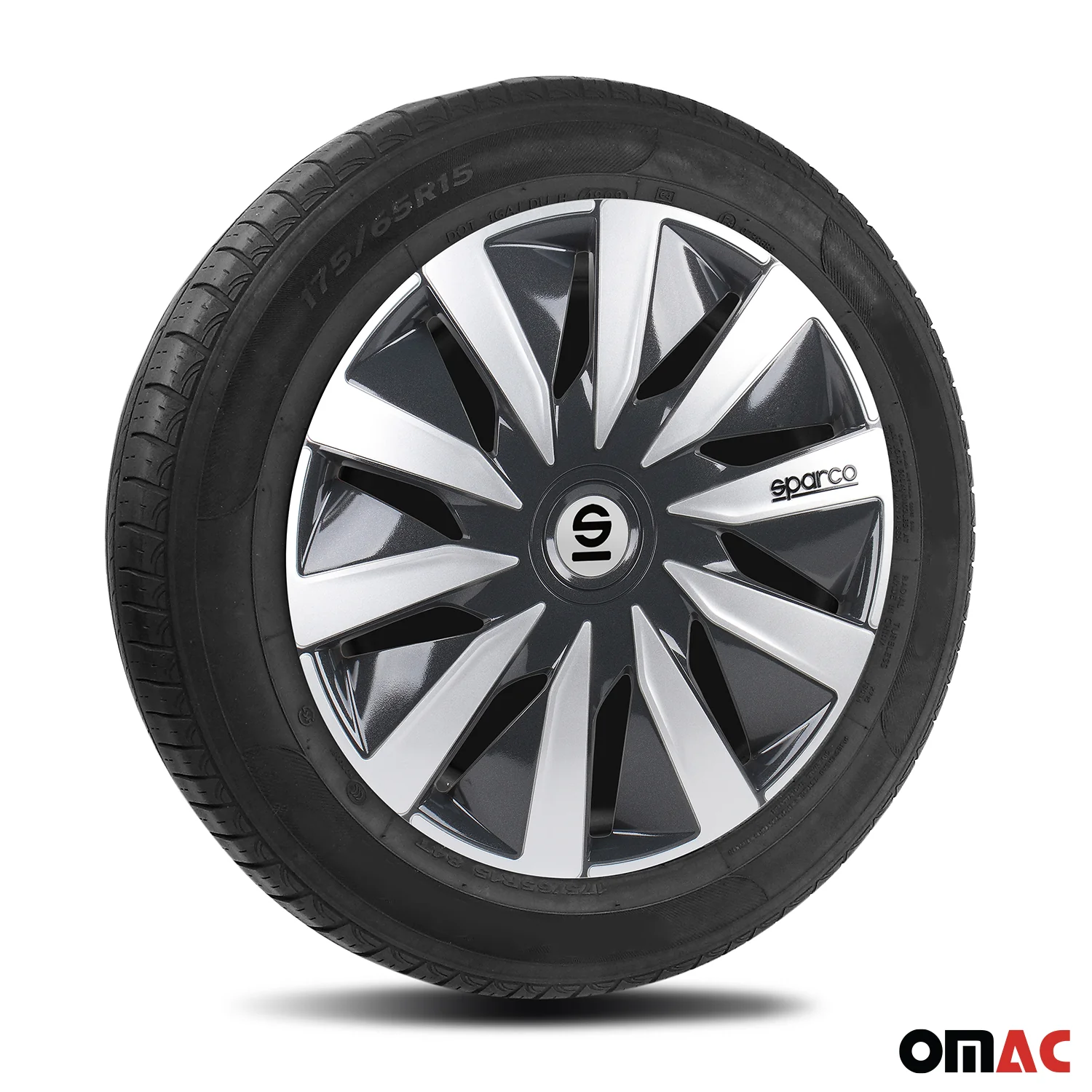 Radkappen Radzierblenden Sparco Lazio 15" Zoll Auto Abdeckung Set Grau Silber 4x - Image 5