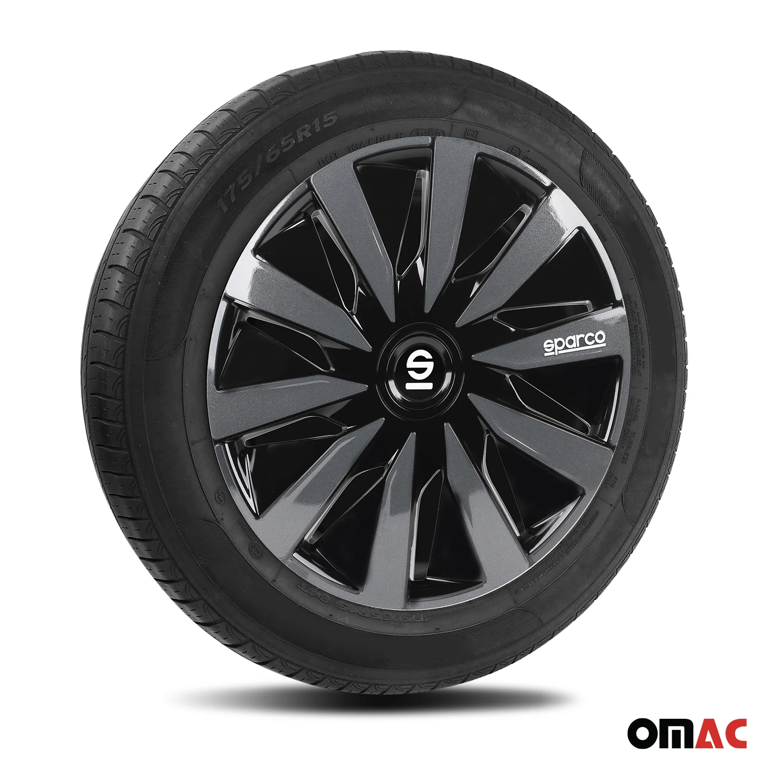 Radkappen Radzierblenden Sparco Lazio 16" Zoll Abdeckung Set Schwarz Grau 4x - Image 5