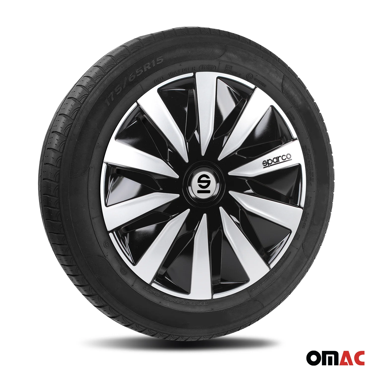 Radkappen Radzierblenden Sparco Lazio 16" Zoll Abdeckung Set Schwarz Silber 4x - Image 5