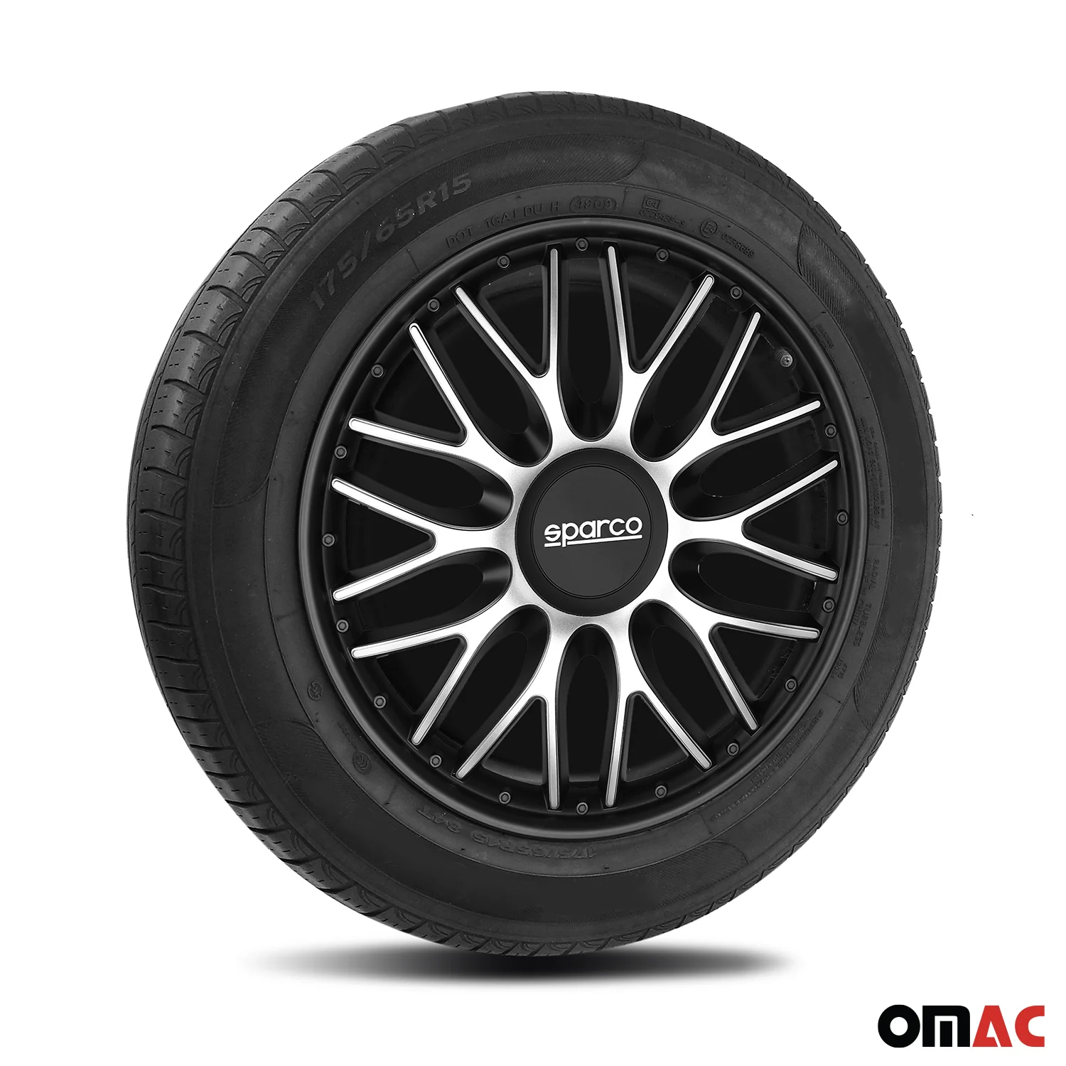 Radkappen Radzierblenden Sparco Roma 14" Zoll Abdeckung Set Silber Schwarz 4x - Image 5