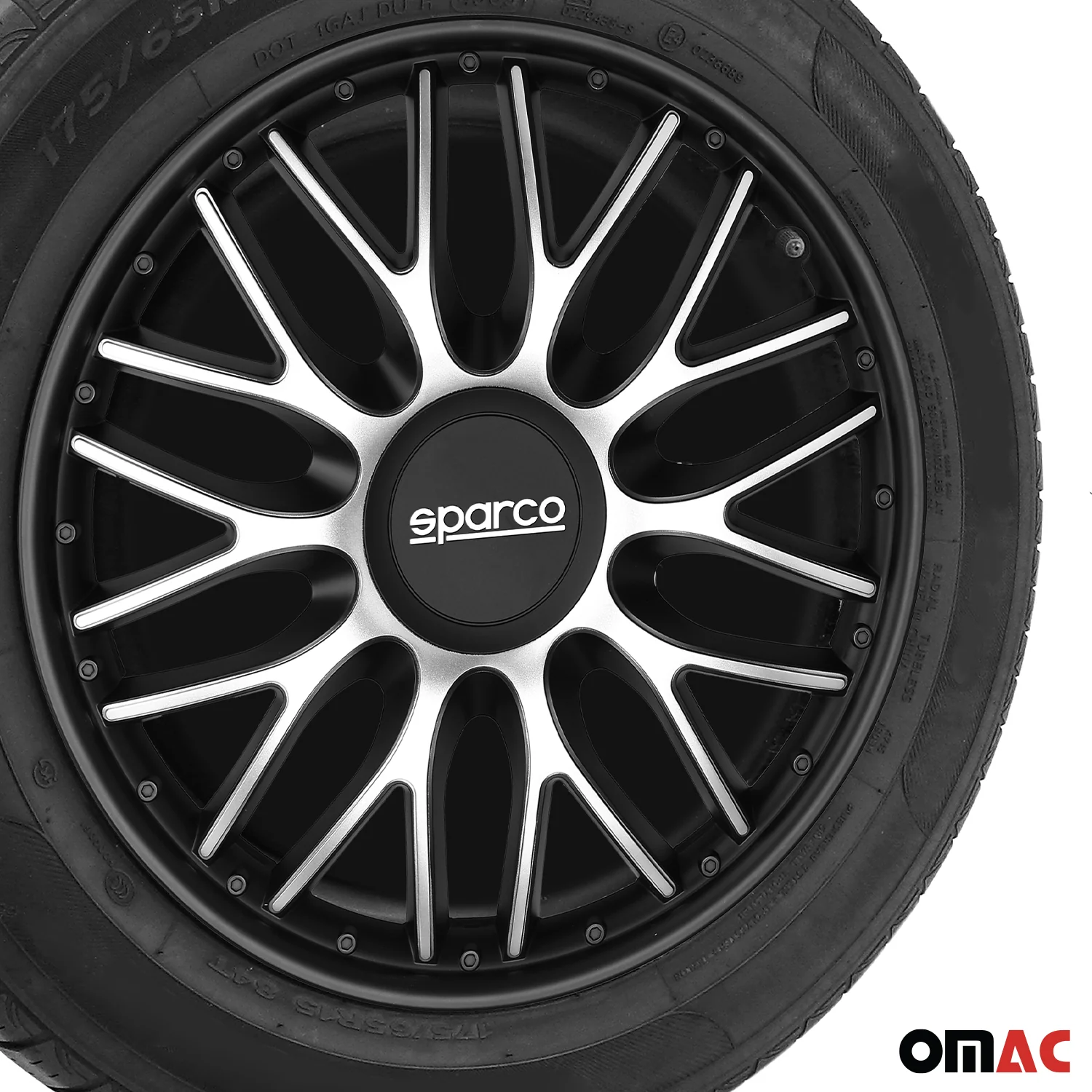 Radkappen Radzierblenden Sparco Roma 14" Zoll Abdeckung Set Silber Schwarz 4x - Image 6