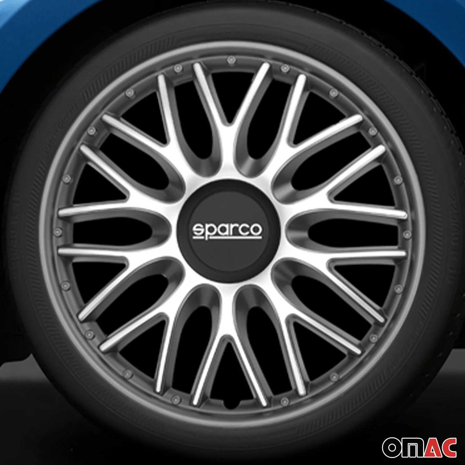 Radkappen Radzierblenden Sparco Roma 14" Zoll Auto Abdeckung Set Silber Grau 4x - Image 2