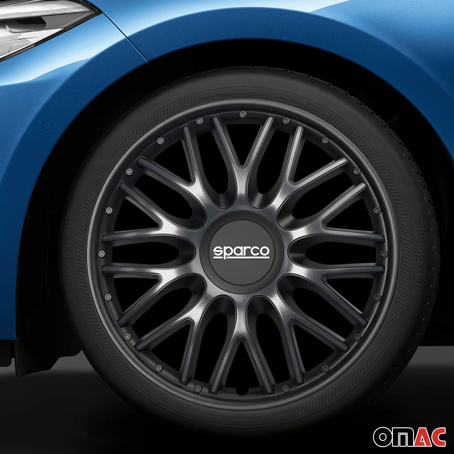 Radkappen Radzierblenden Sparco Roma 15" Zoll Auto Abdeckung Set Grau Schwarz 4x - Image 2