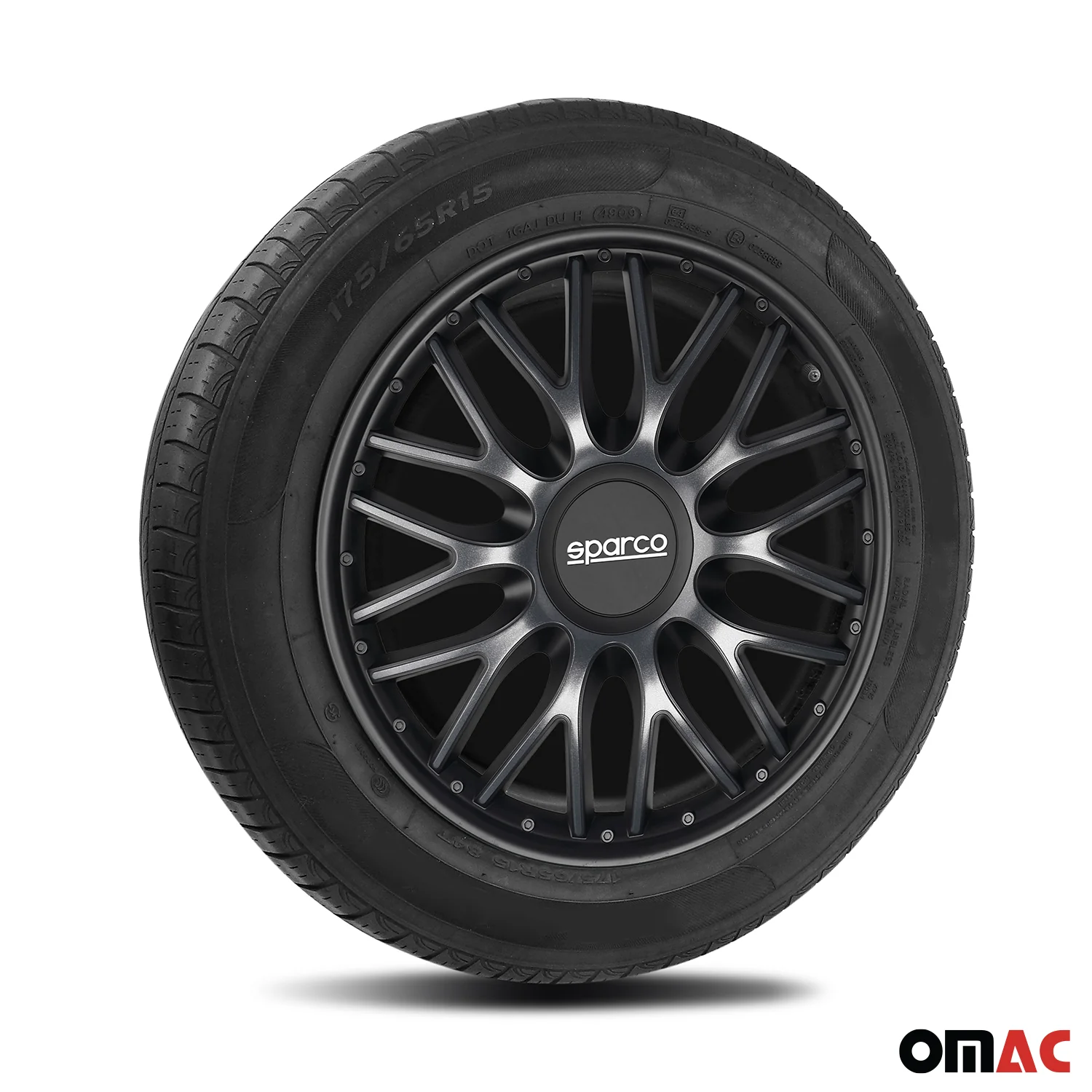 Radkappen Radzierblenden Sparco Roma 15" Zoll Auto Abdeckung Set Grau Schwarz 4x - Image 5