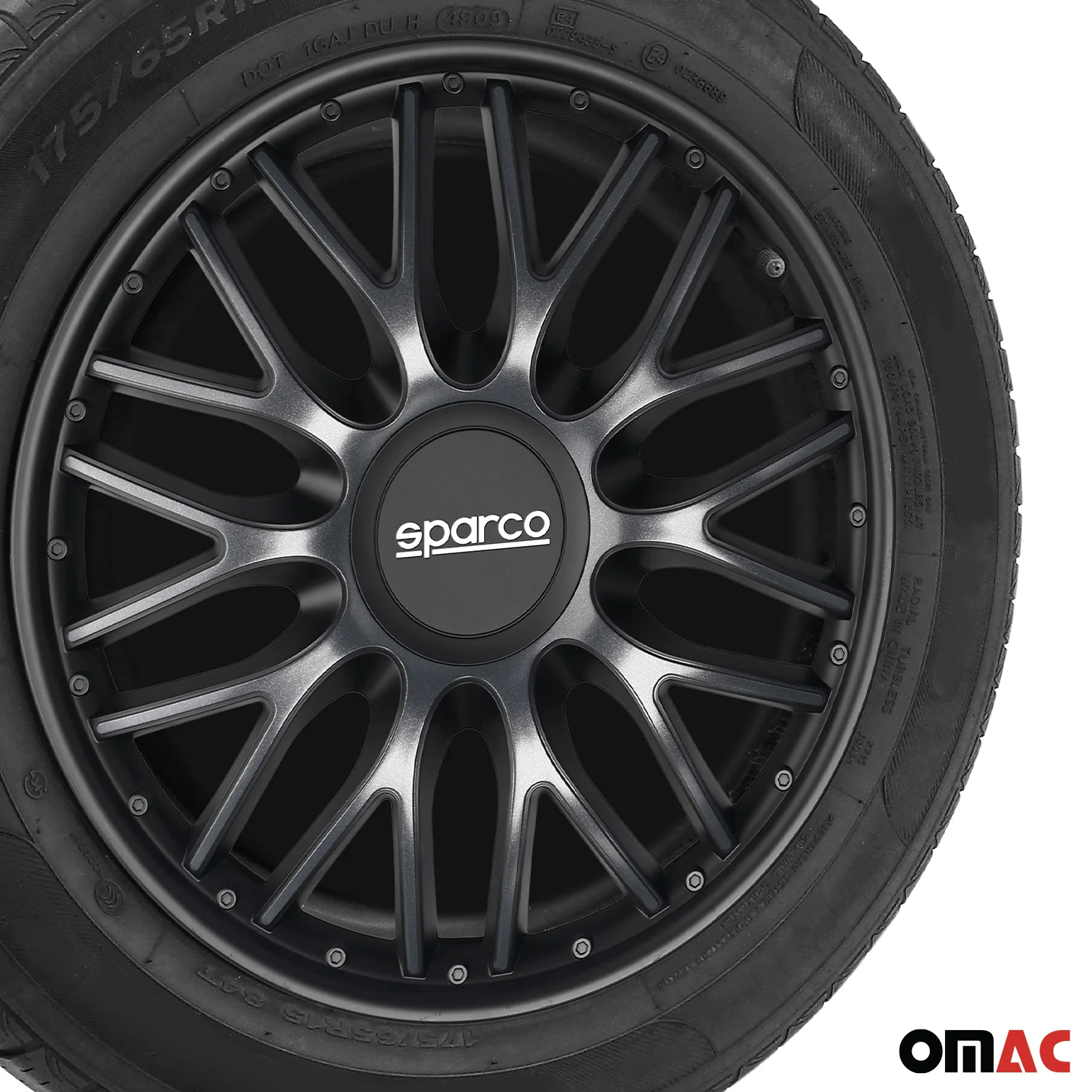 Radkappen Radzierblenden Sparco Roma 15" Zoll Auto Abdeckung Set Grau Schwarz 4x - Image 6