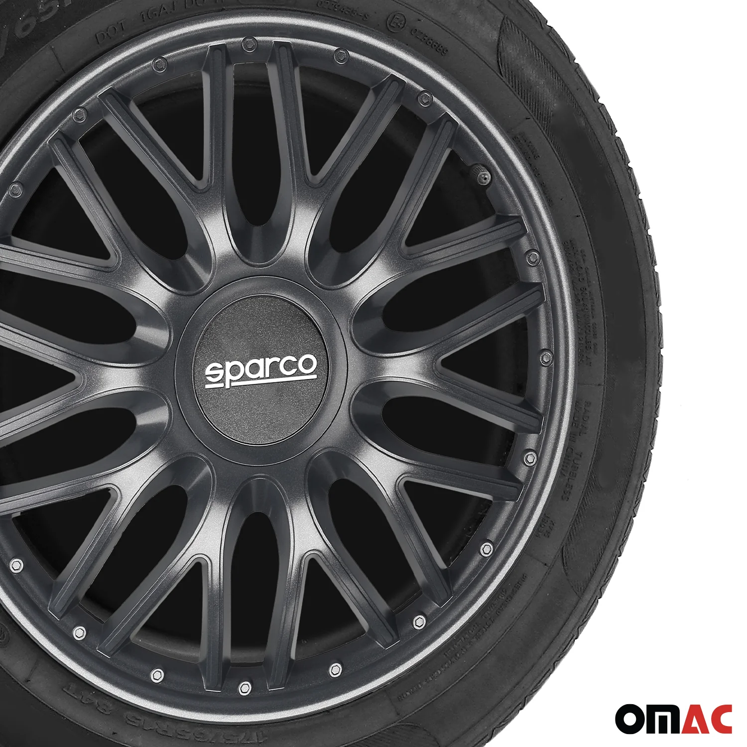 Radkappen Radzierblenden Sparco Roma 16" Zoll Auto Abdeckung Set Grau 4 Stück - Image 6