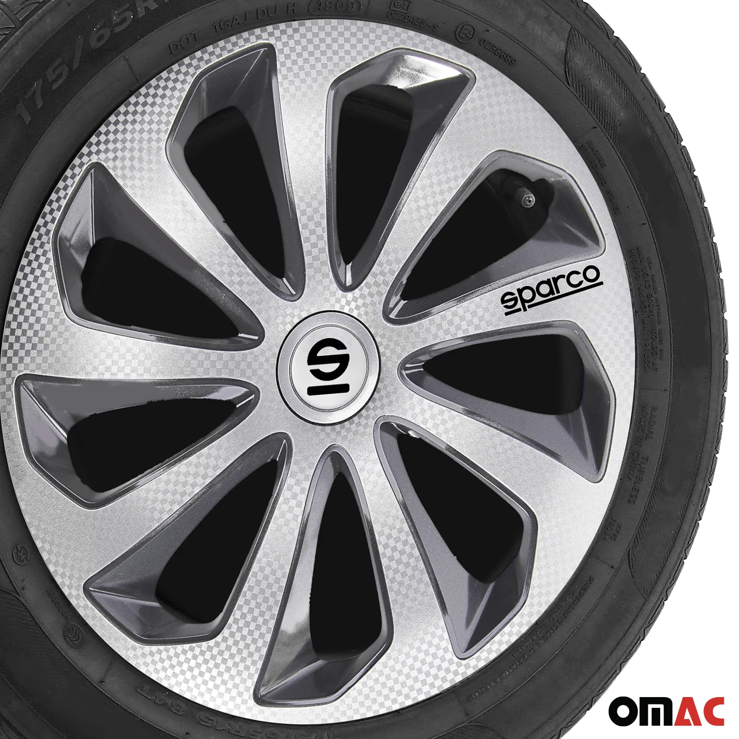 Radkappen Radzierblenden Sparco Sicilia 14" Zoll Abdeckung Silber Carbon Grau 4x - Image 5