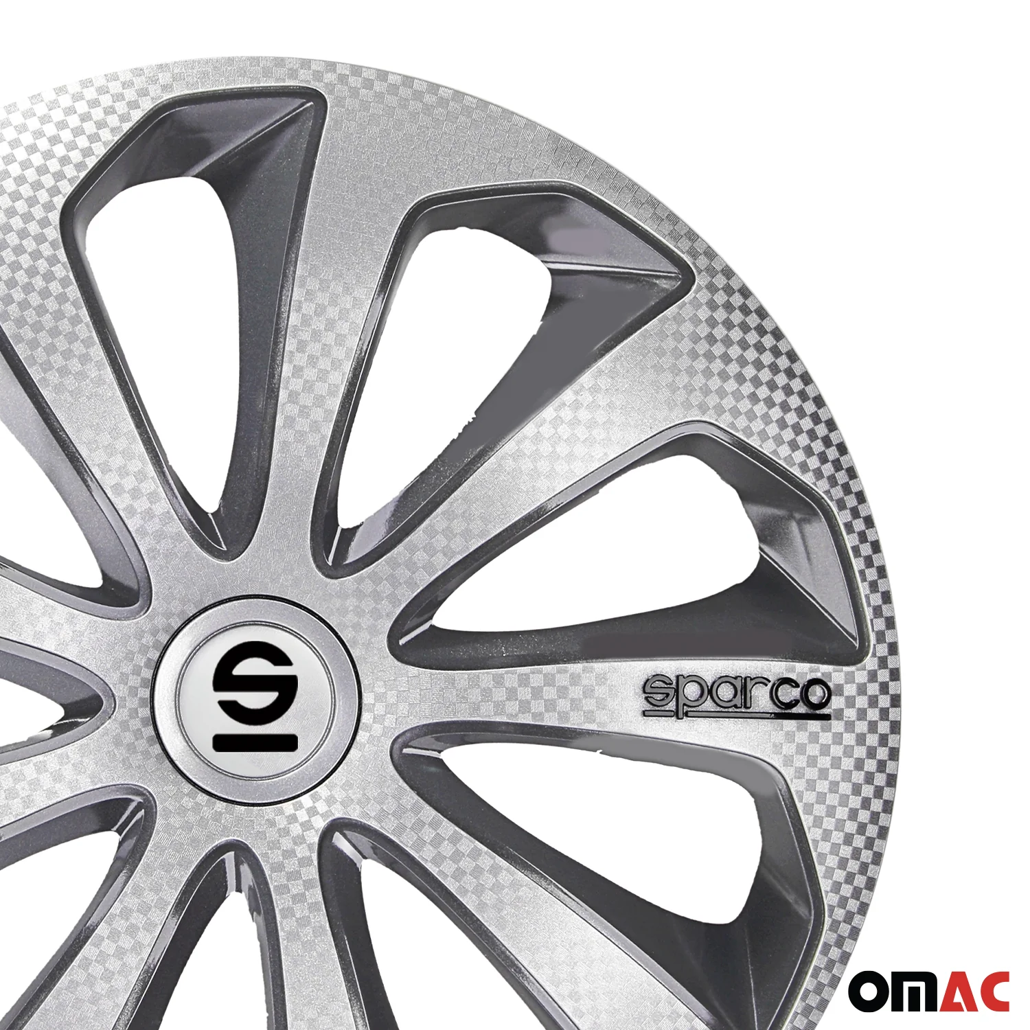 Radkappen Radzierblenden Sparco Sicilia 14" Zoll Abdeckung Silber Carbon Grau 4x - Image 7