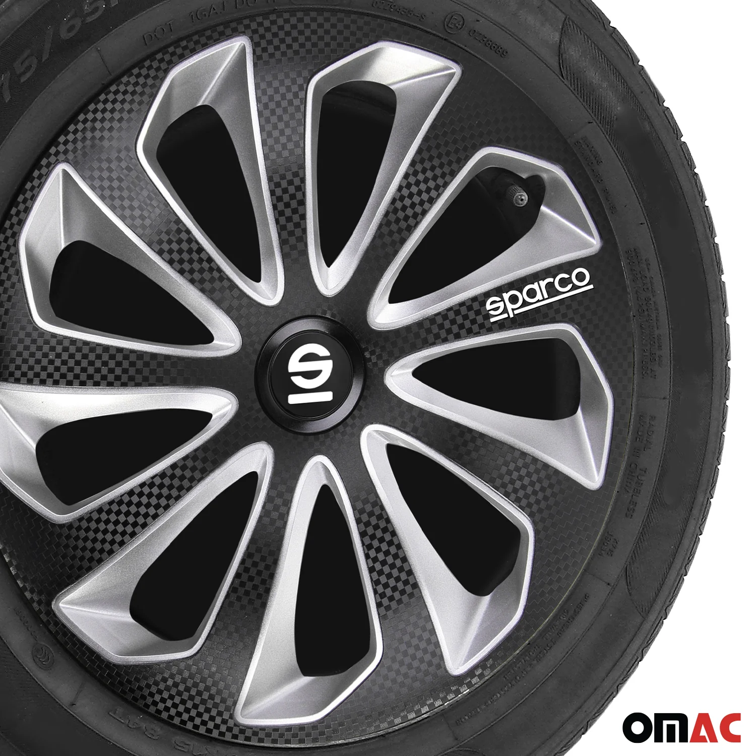 Radkappen Radzierblenden Sparco Sicilia 14" Zoll Auto Schwarz Carbon Silber 4x - Image 6