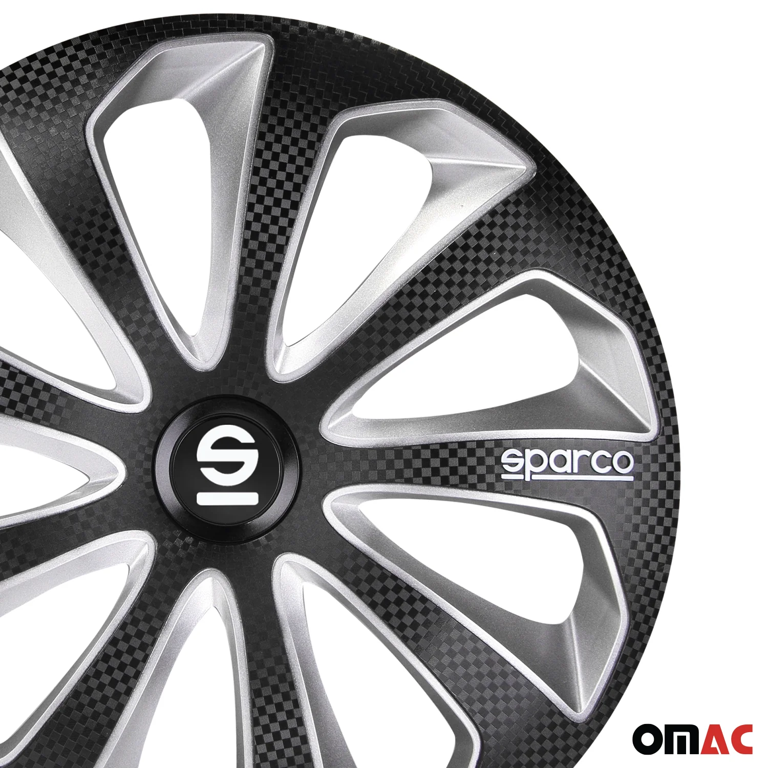 Radkappen Radzierblenden Sparco Sicilia 14" Zoll Auto Schwarz Carbon Silber 4x - Image 8