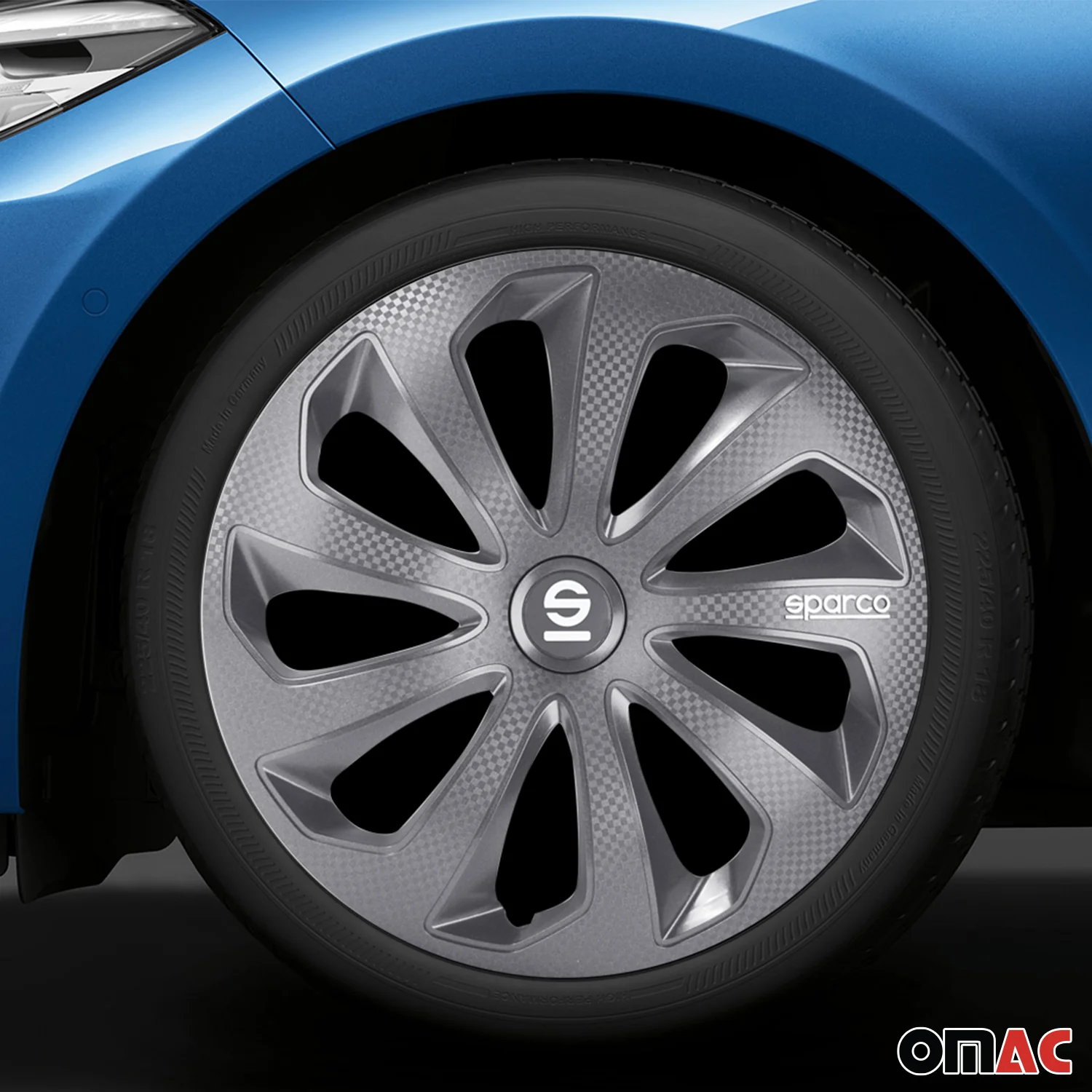 Radkappen Radzierblenden Sparco Sicilia 15" Zoll Auto Abdeckung Grau Carbon 4x - Image 2
