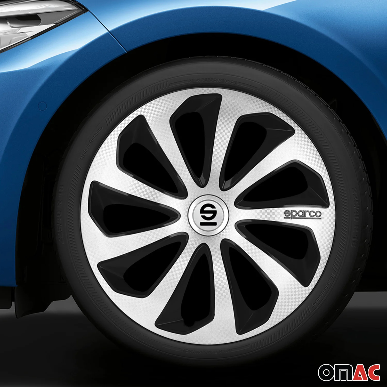 Radkappen Radzierblenden Sparco Sicilia 16" Zoll Auto Silber Carbon Schwarz 4x - Image 2