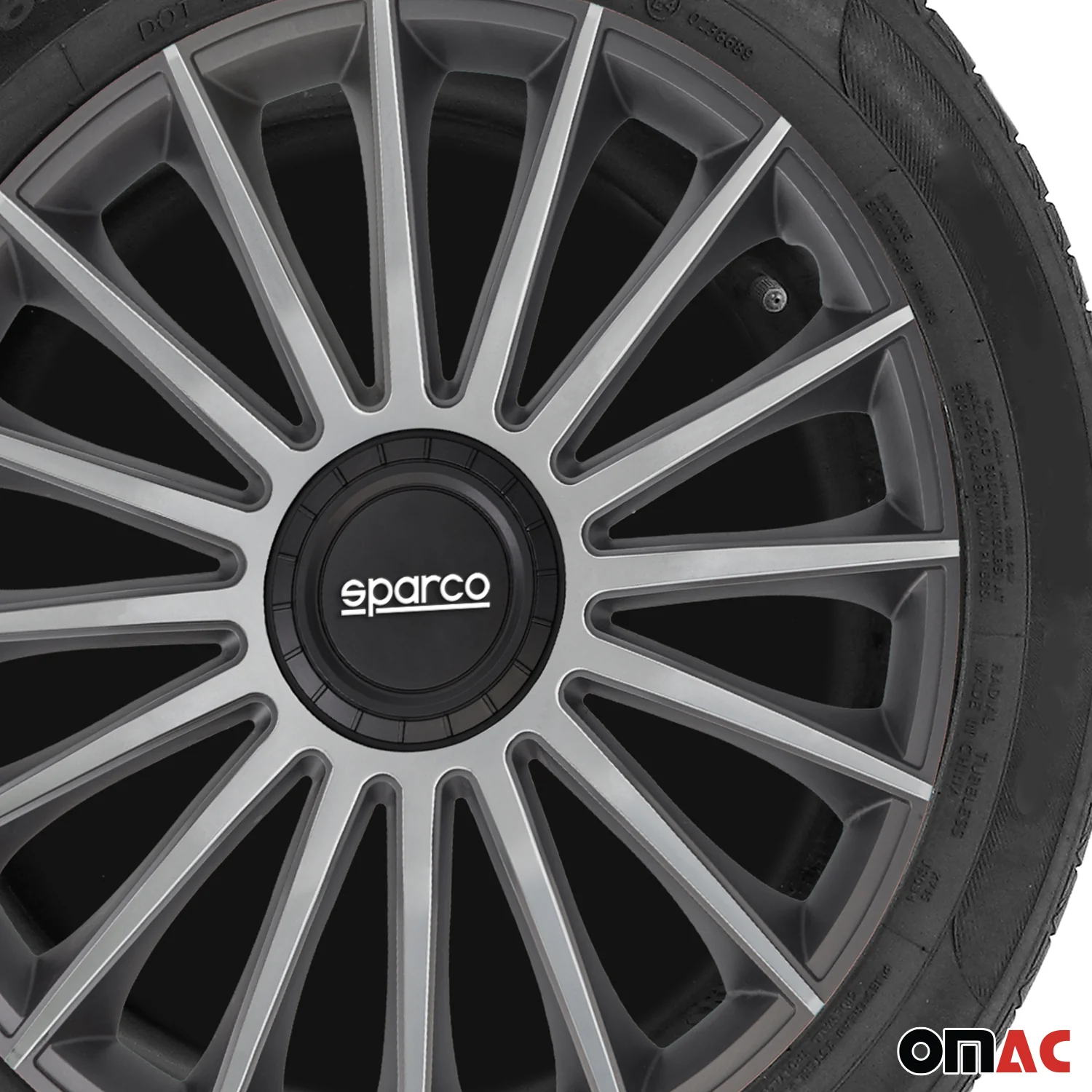 Radkappen Radzierblenden Sparco Treviso 16" Zoll Abdeckung Set Grau Silber 4x - Image 6