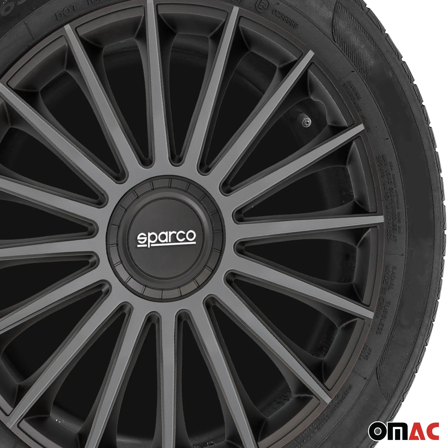 Radkappen Radzierblenden Sparco Treviso 16" Zoll Abdeckung Set Schwarz Grau 4x - Image 6