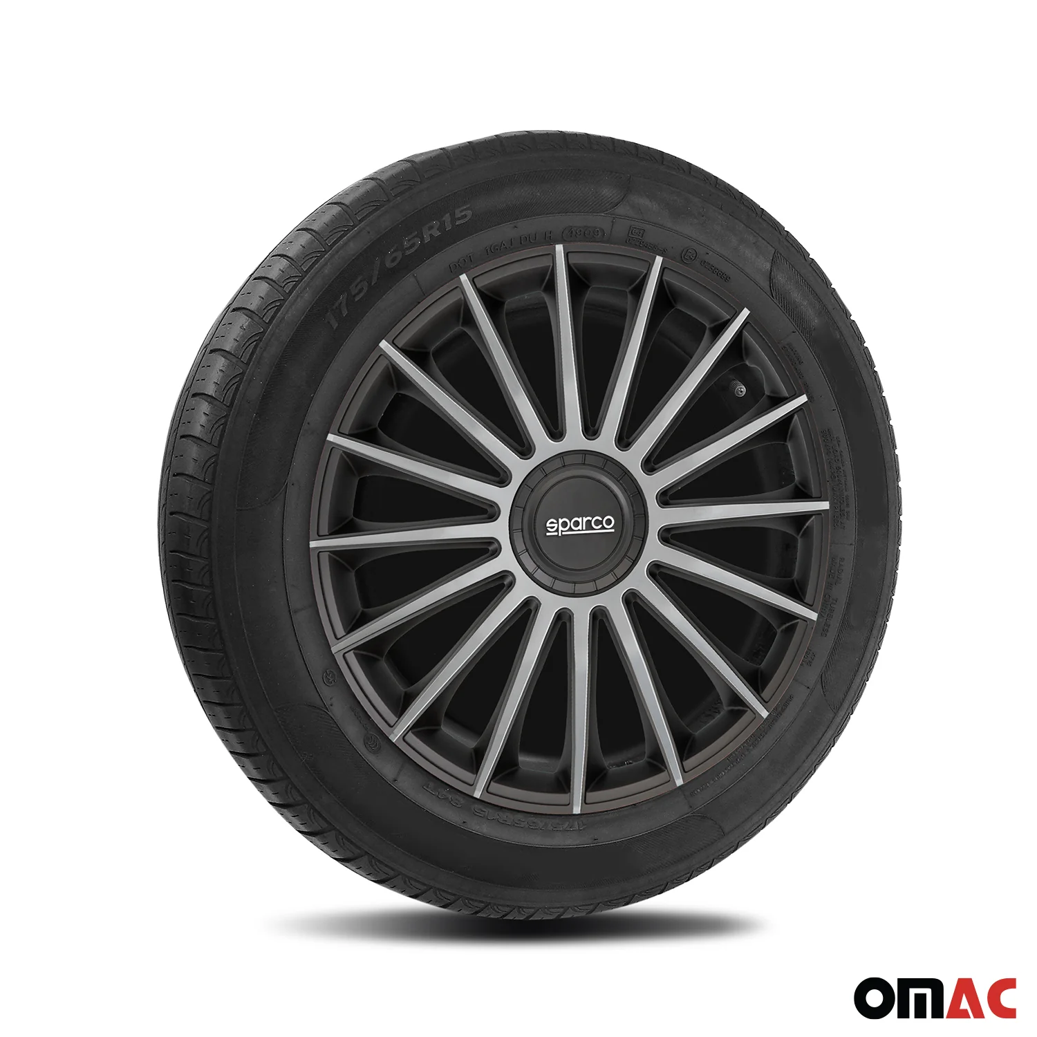 Radkappen Radzierblenden Sparco Treviso 16" Zoll Abdeckung Set Schwarz Silber 4x - Image 5