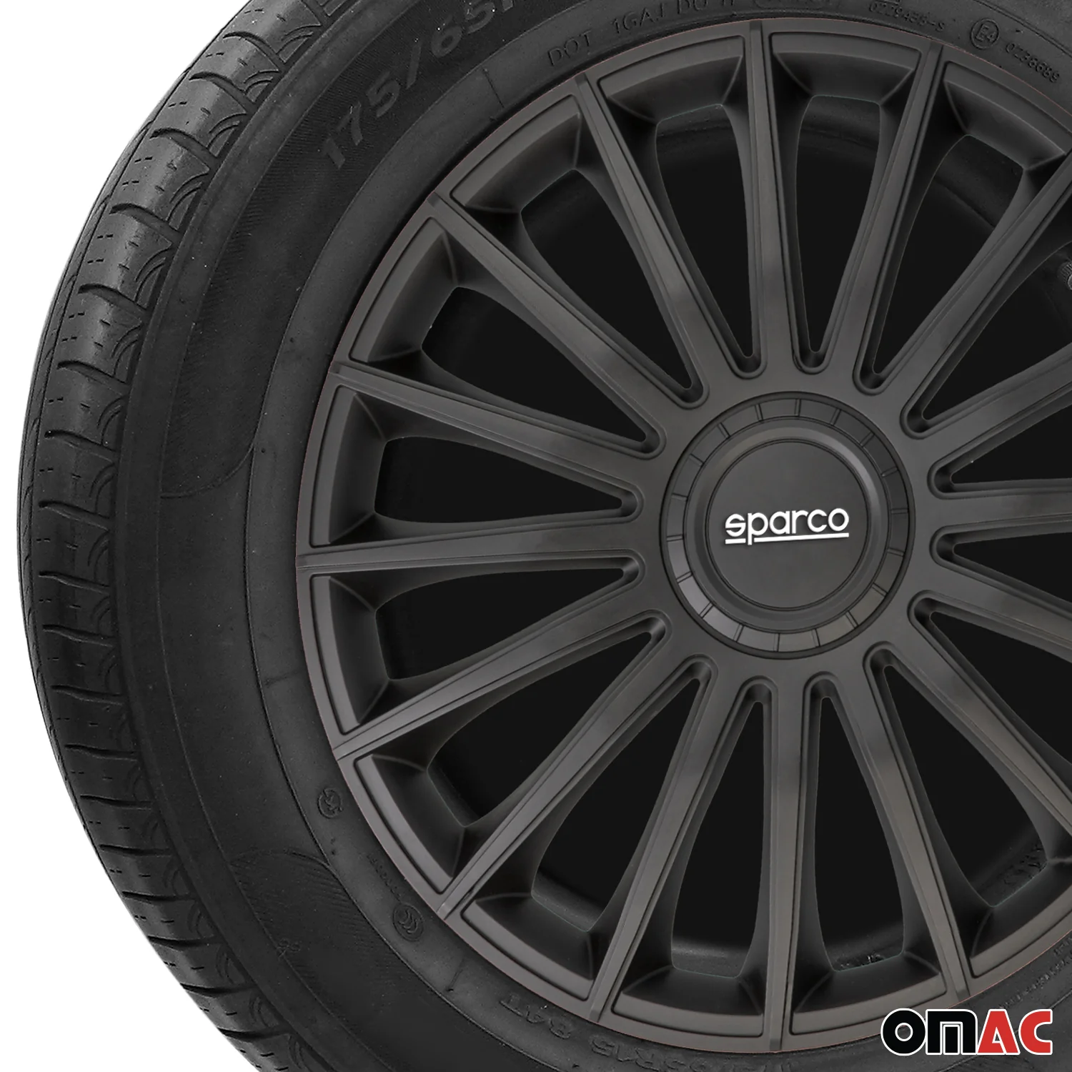 Radkappen Radzierblenden Sparco Treviso 16" Zoll Auto Abdeckung Set Schwarz 4x - Image 6