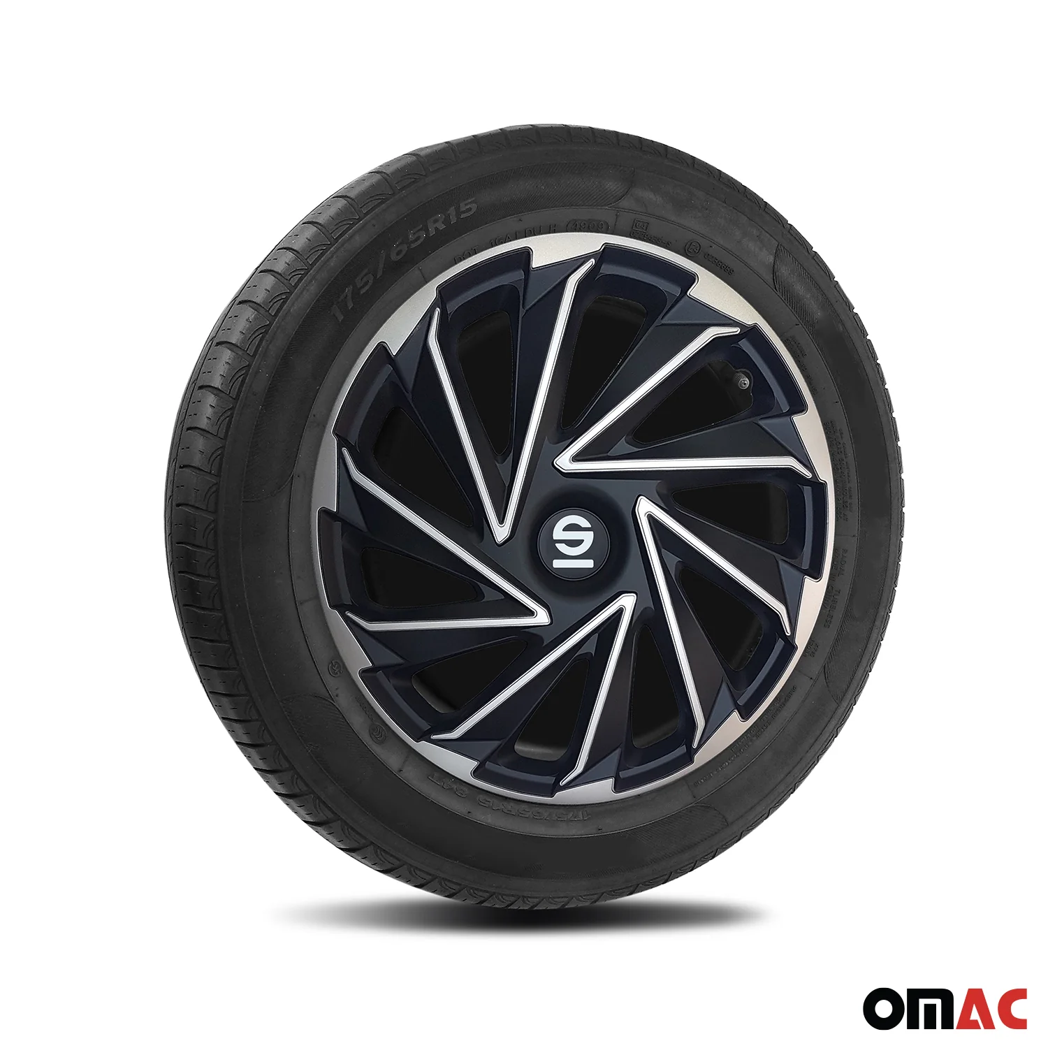 Radkappen Radzierblenden Sparco Varese 15" Zoll Abdeckung Set Silber Schwarz 4x - Image 5