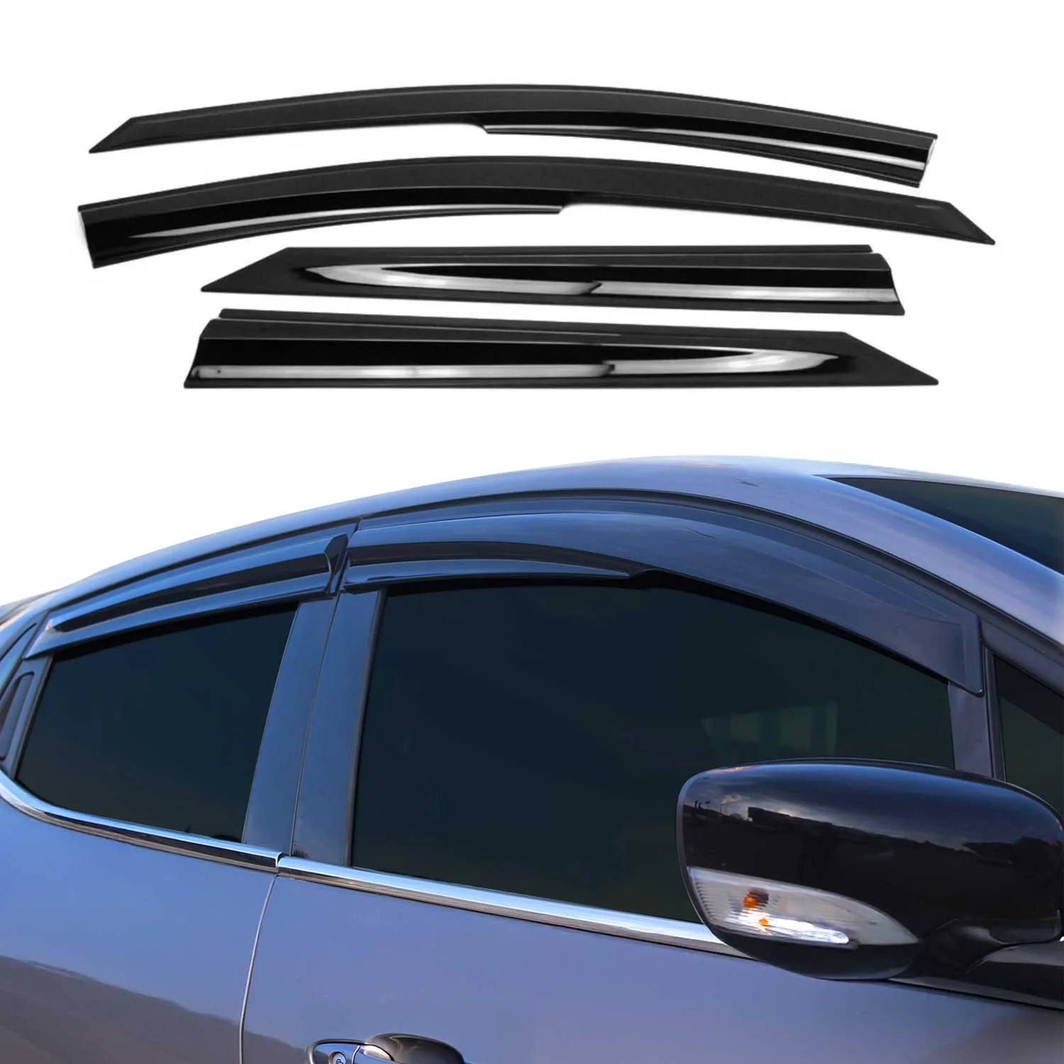 4x Windabweiser Regenabweiser für VW Passat B8 2015-2019 Acryl Dunkel