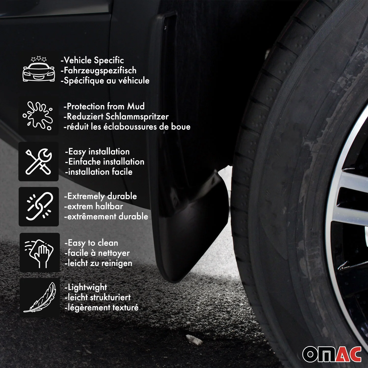 Schmutzfänger Spritzschutz Kotflügel für VW Tiguan 2007-2016 ABS Schwarz 4x - Image 3